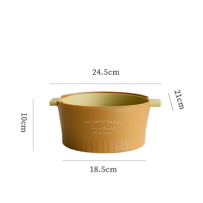 Drain Colander Double Layer Detachable Increased Deepened Capacity Plastic Colander Strainer Set for Kitchen Brown Small - Image 6