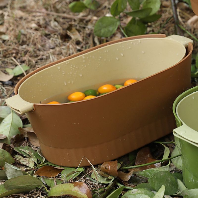 Drain Colander Double Layer Detachable Increased Deepened Capacity Plastic Colander Strainer Set for Kitchen Brown Large - Image 1
