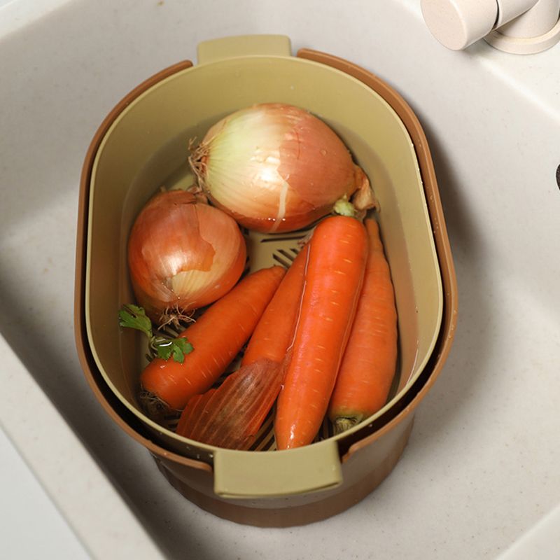 Drain Colander Double Layer Detachable Increased Deepened Capacity Plastic Colander Strainer Set for Kitchen Brown Large - Image 3
