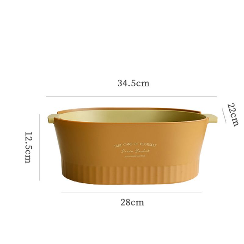 Drain Colander Double Layer Detachable Increased Deepened Capacity Plastic Colander Strainer Set for Kitchen Brown Large - Image 6