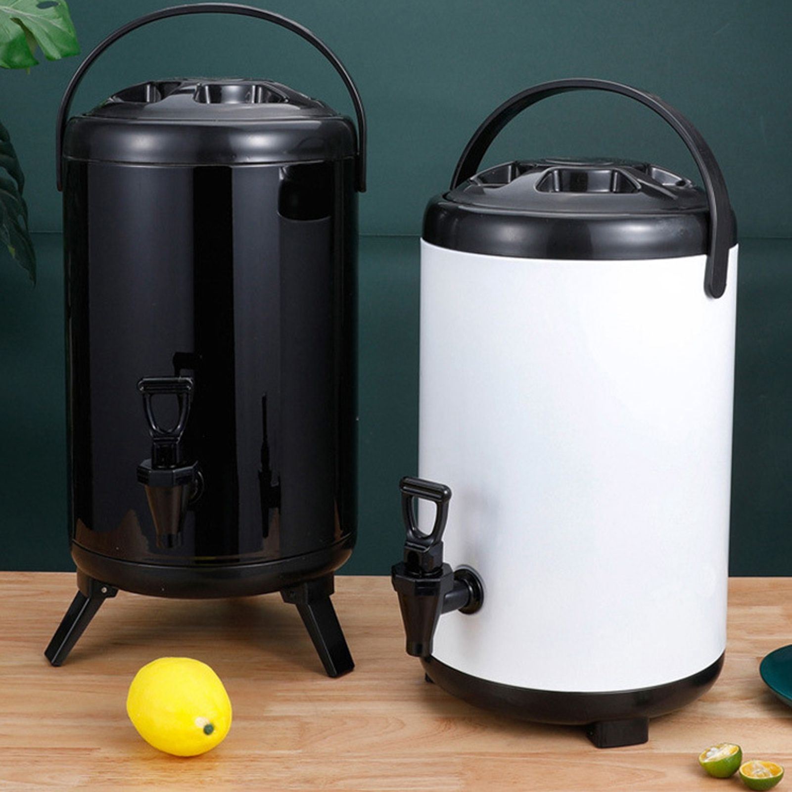 Insulated Hot and Cold Beverage Dispenser Bucket Stainless Steel Beverage Dispenser with Spigot for Milk Tea 8L White - Image 2
