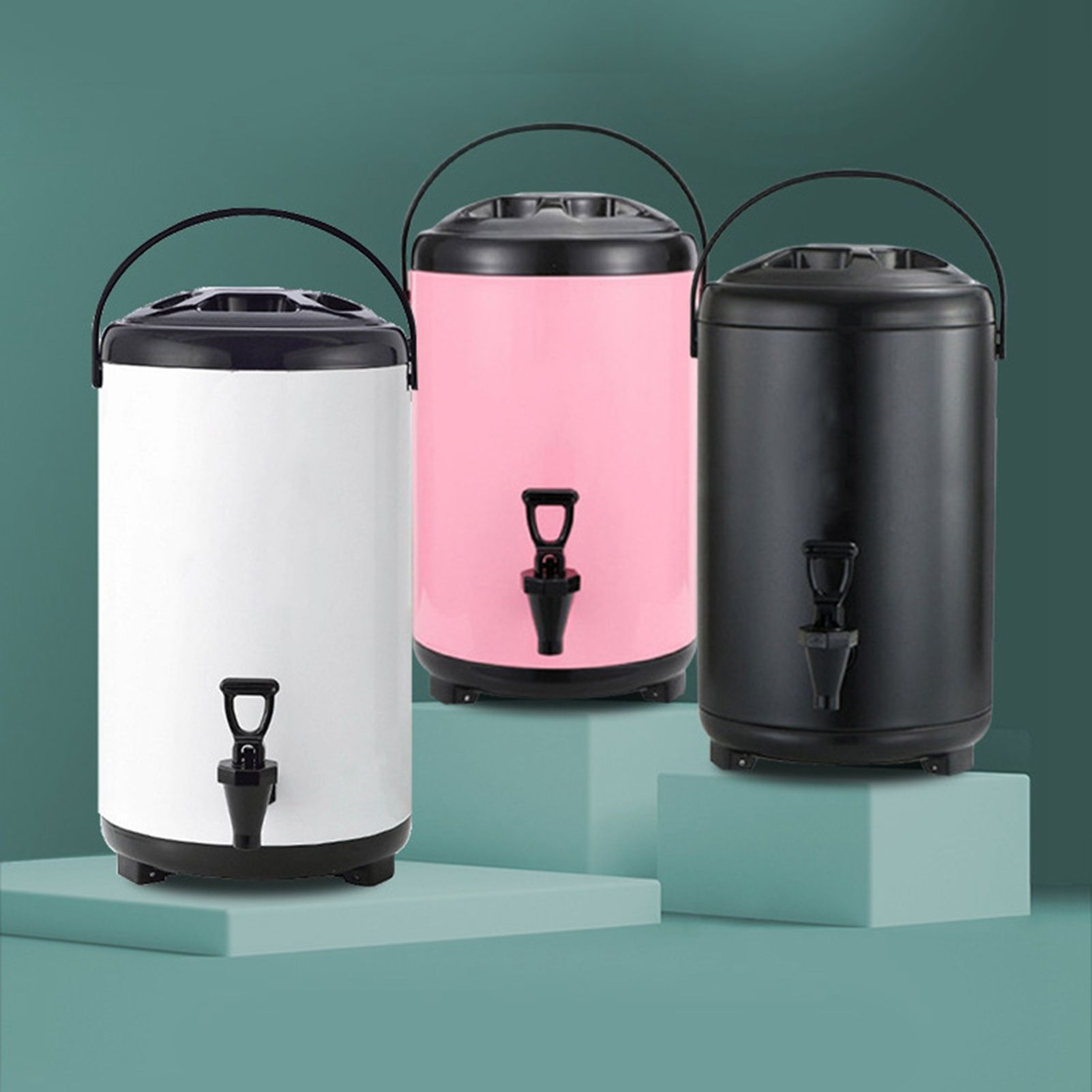 Insulated Hot and Cold Beverage Dispenser Bucket Stainless Steel Beverage Dispenser with Spigot for Milk Tea 8L Pink - Image 5