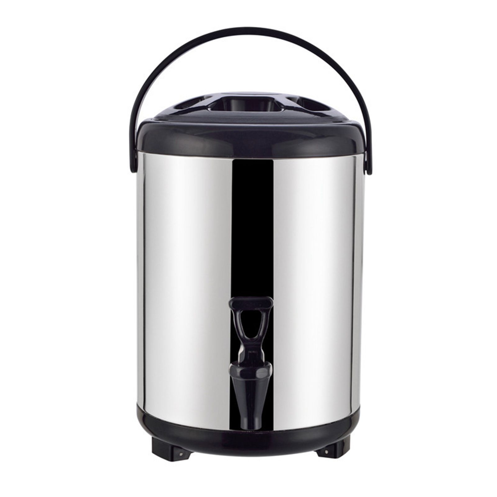Insulated Hot and Cold Beverage Dispenser Bucket Stainless Steel Beverage Dispenser with Spigot for Milk Tea 8L Steel Color (Black Cover) - Image 1