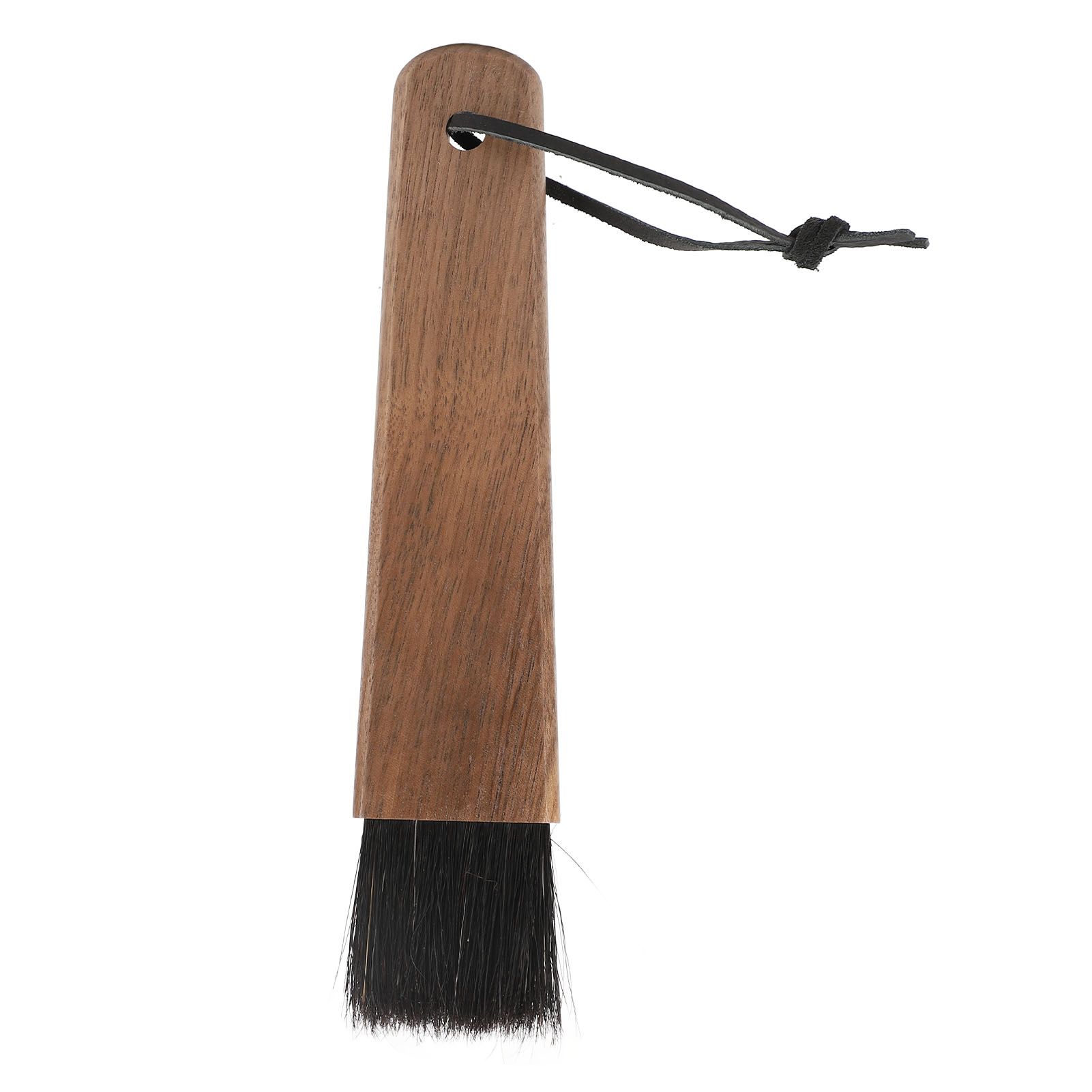 Coffee Grinder Brush Soft Bristles Long Handle Coffee Machine Cleaning Tool for Home Cafe Cups Mugs Walnut Wood Black Bristles - Image 1