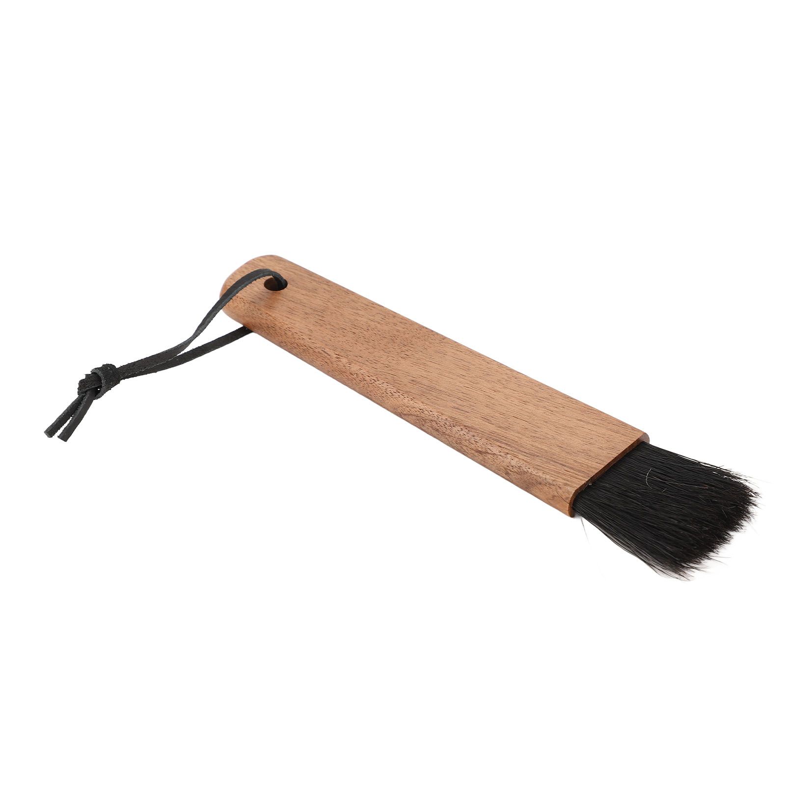 Coffee Grinder Brush Soft Bristles Long Handle Coffee Machine Cleaning Tool for Home Cafe Cups Mugs Walnut Wood Black Bristles - Image 2