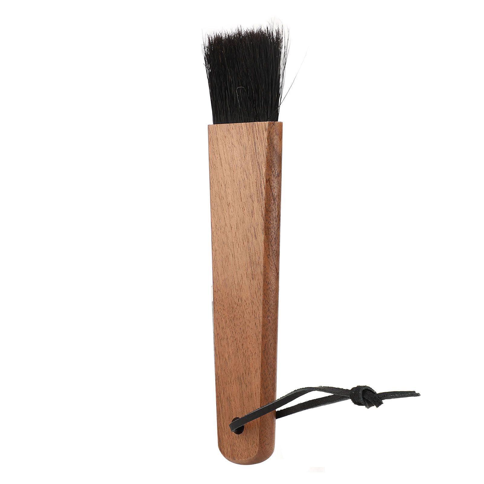 Coffee Grinder Brush Soft Bristles Long Handle Coffee Machine Cleaning Tool for Home Cafe Cups Mugs Walnut Wood Black Bristles - Image 3