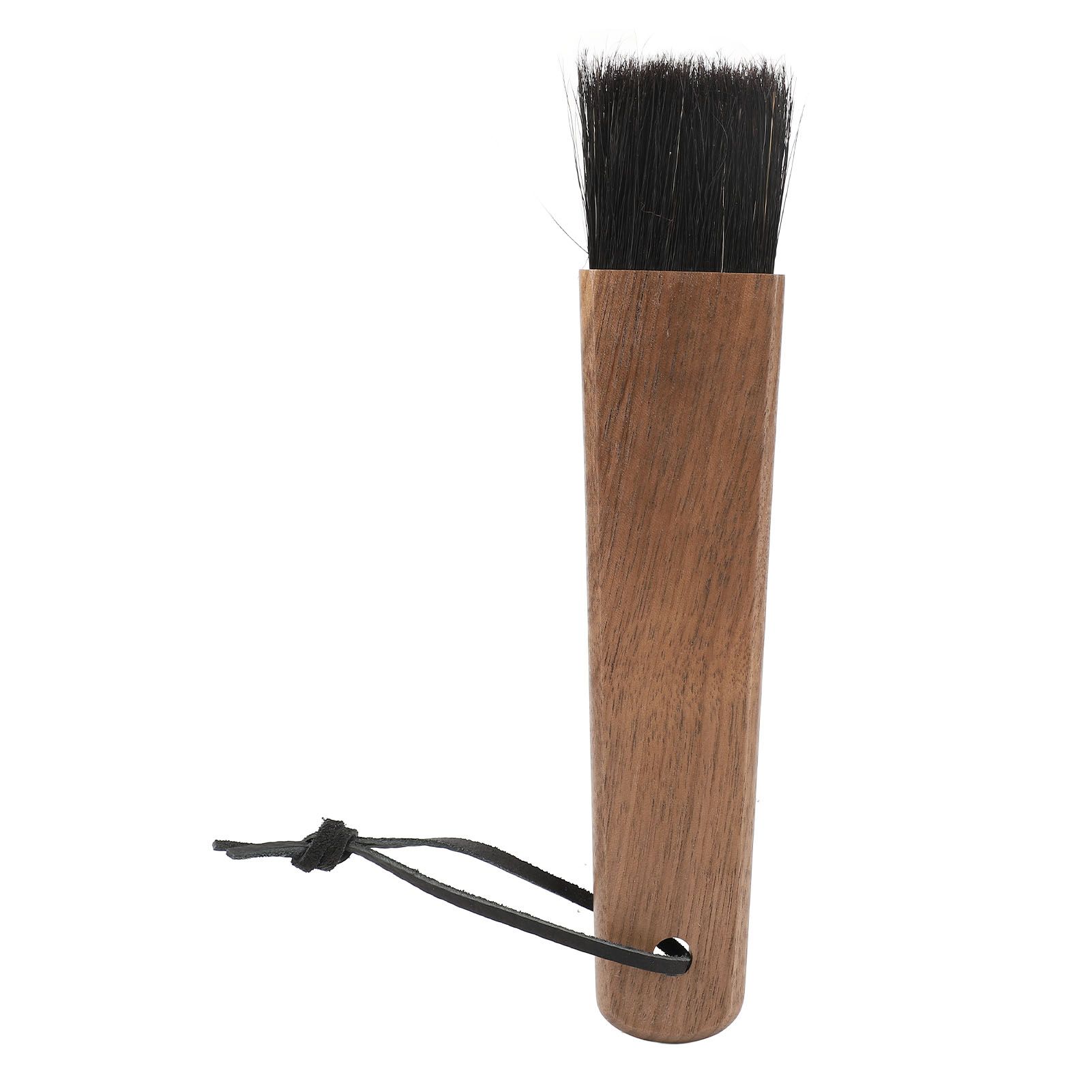 Coffee Grinder Brush Soft Bristles Long Handle Coffee Machine Cleaning Tool for Home Cafe Cups Mugs Walnut Wood Black Bristles - Image 4