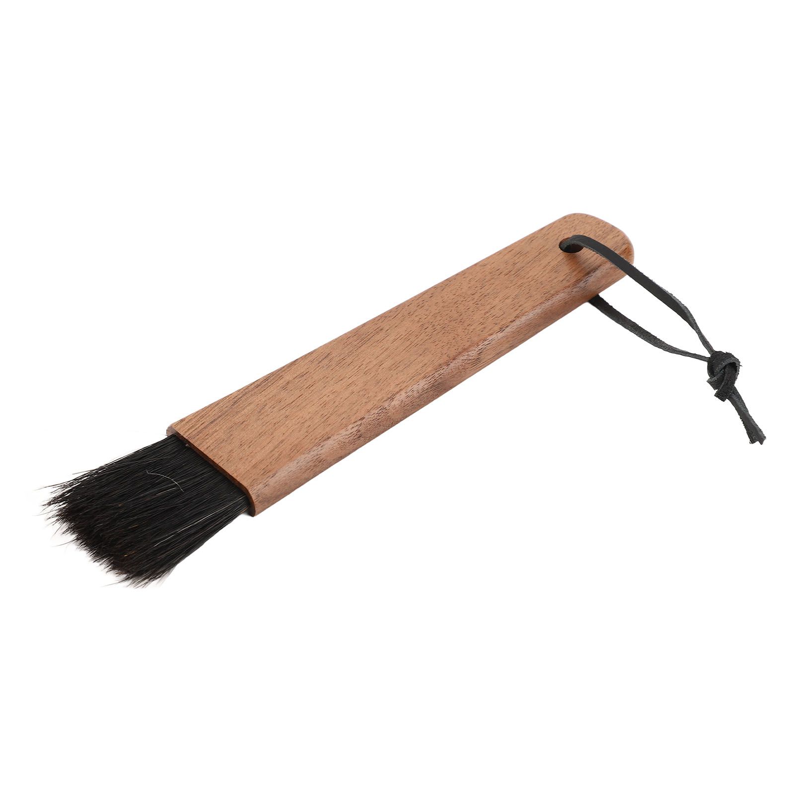 Coffee Grinder Brush Soft Bristles Long Handle Coffee Machine Cleaning Tool for Home Cafe Cups Mugs Walnut Wood Black Bristles - Image 5