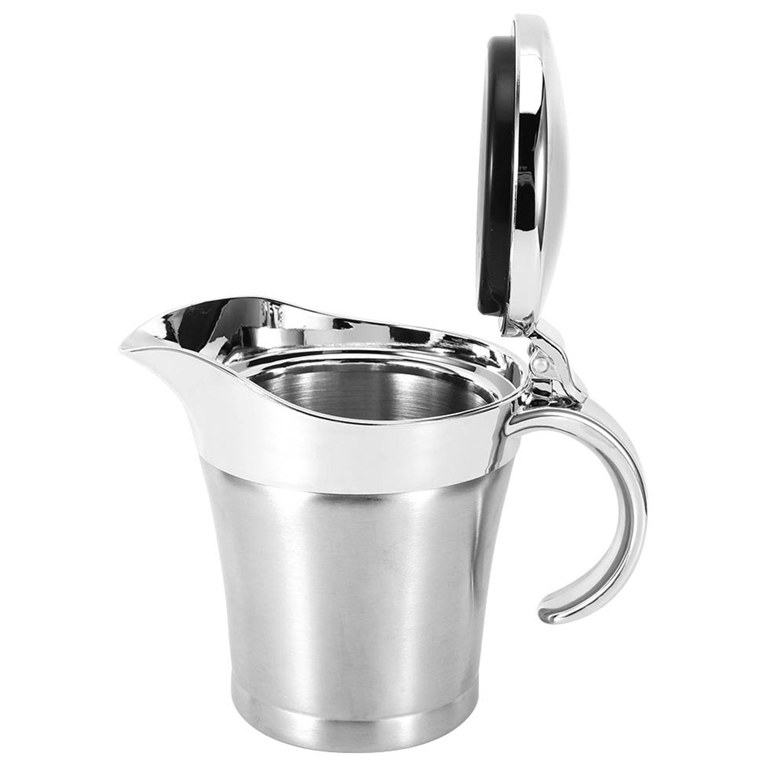 750ML Gravy Boat 304 Stainless Steel Sauce Jug Double Walled Steak Sauce Pot with Lid - Image 3