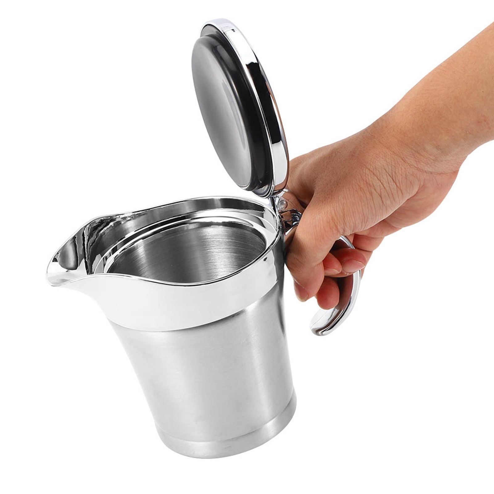 750ML Gravy Boat 304 Stainless Steel Sauce Jug Double Walled Steak Sauce Pot with Lid - Image 6