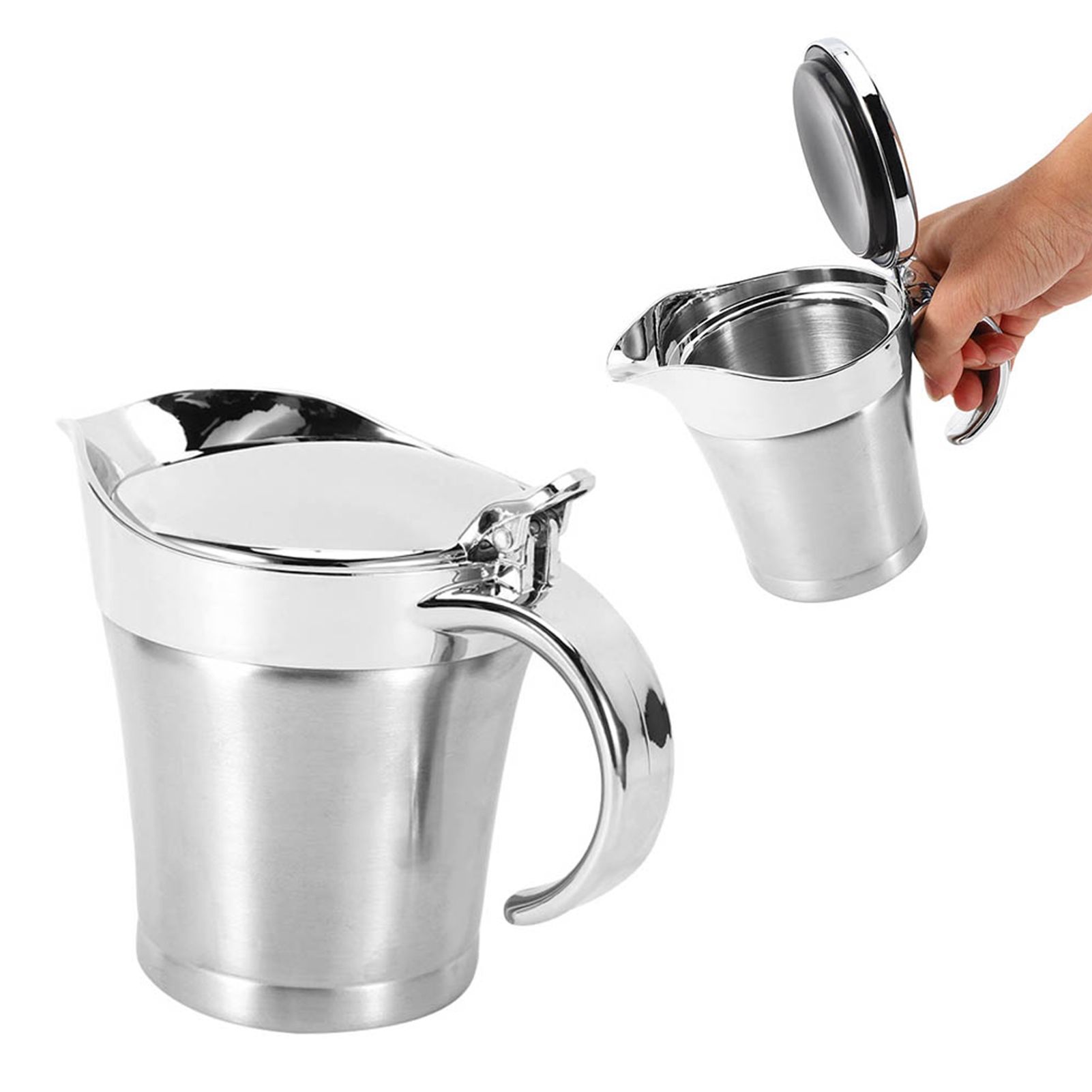750ML Gravy Boat 304 Stainless Steel Sauce Jug Double Walled Steak Sauce Pot with Lid - Image 7