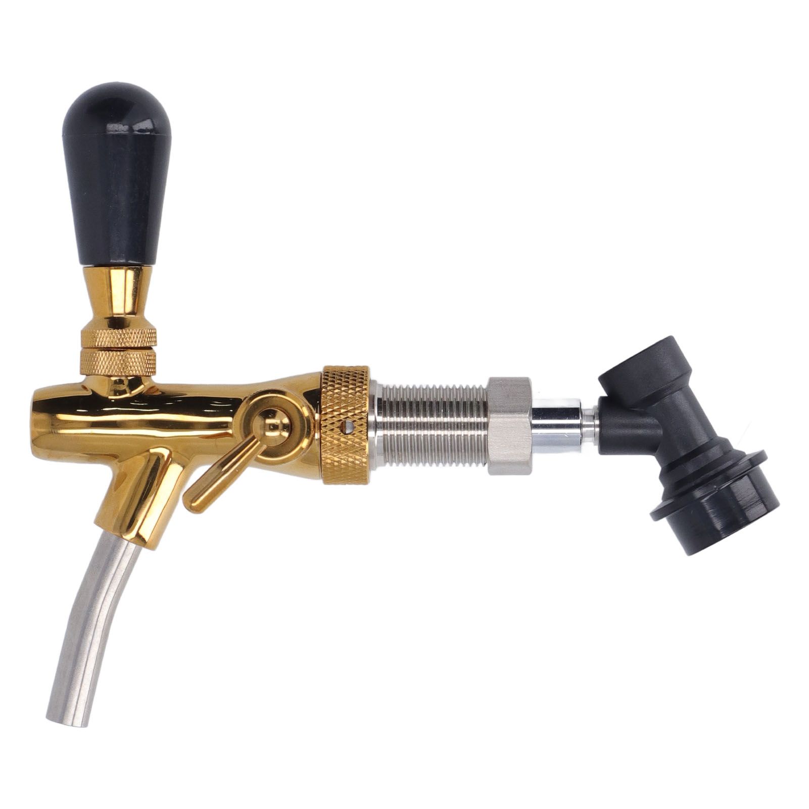 G5/8 Beer Faucet Brass Stainless Steel Beer Faucet Adjustable Beer Tap with Quick Connector - Image 1
