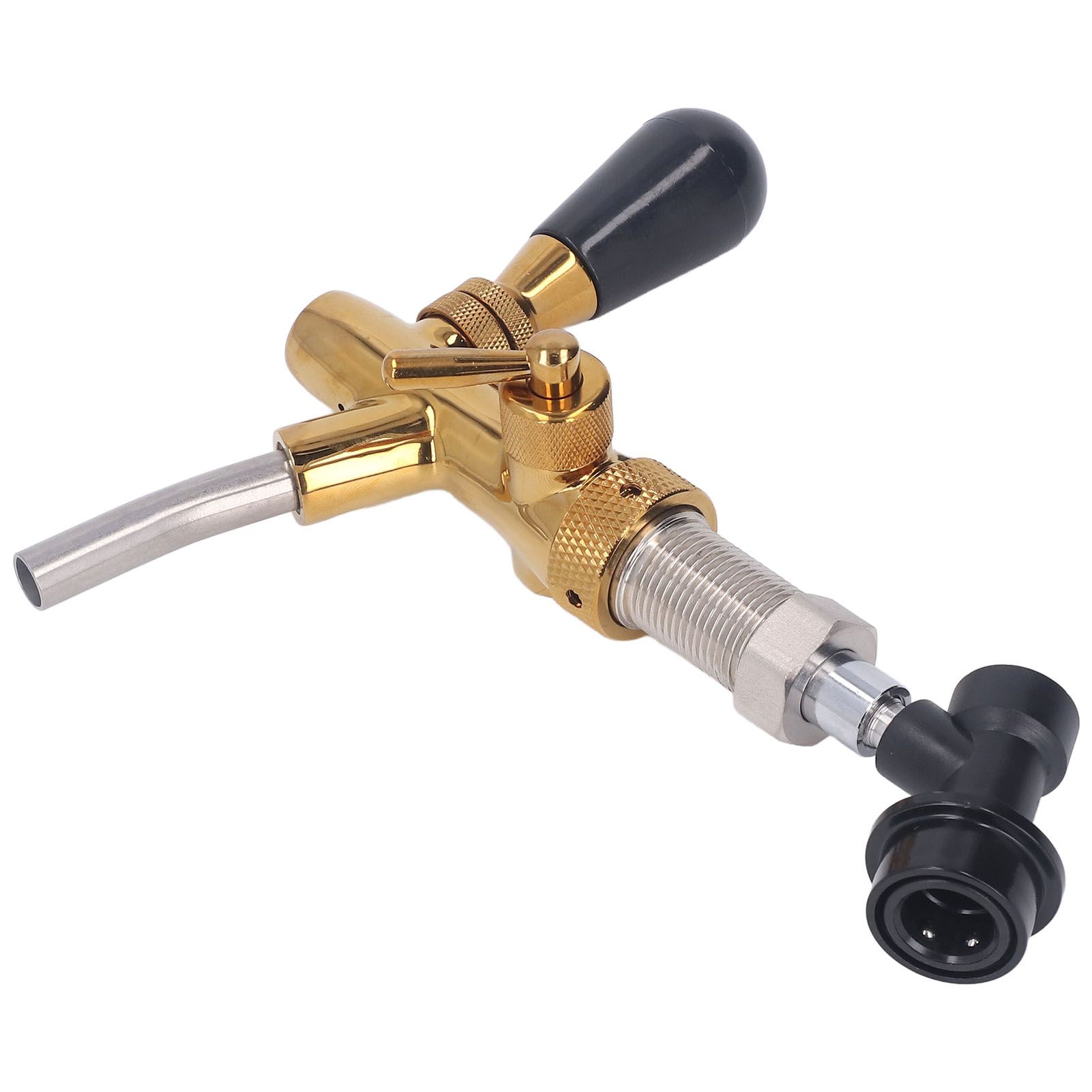 G5/8 Beer Faucet Brass Stainless Steel Beer Faucet Adjustable Beer Tap with Quick Connector - Image 2