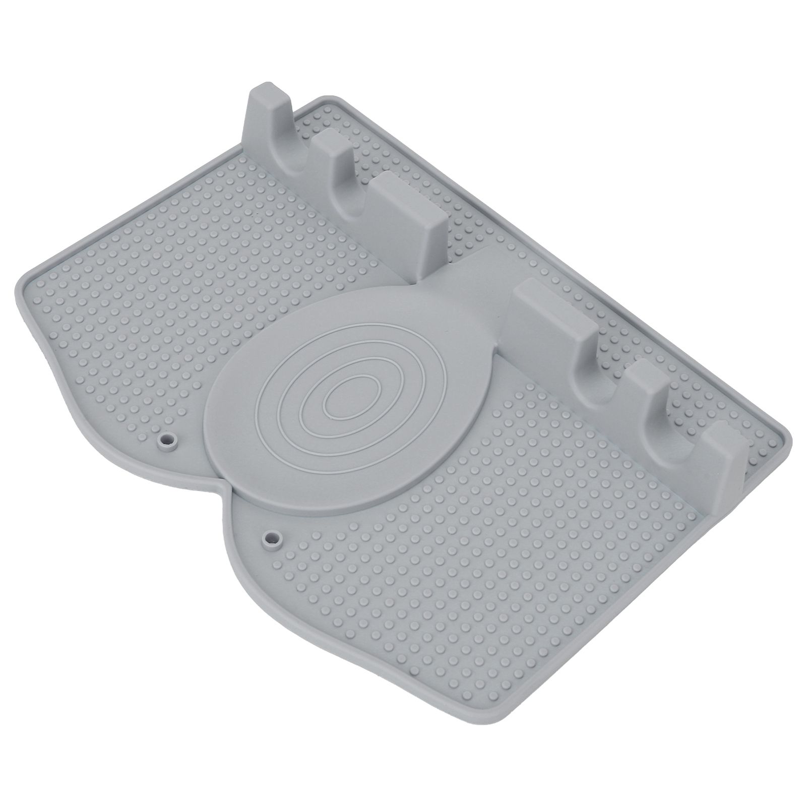 Silicone Utensil Rest Heat Resistant Non Slip Silicone Utensil Holder with Drip Pad for Kitchen Utensil Spoons Tongs Light Gray - Image 2