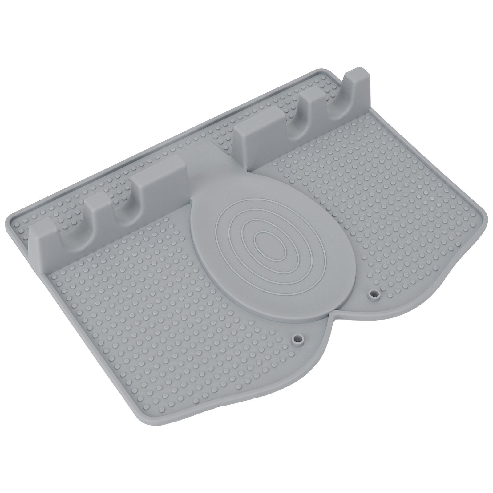 Silicone Utensil Rest Heat Resistant Non Slip Silicone Utensil Holder with Drip Pad for Kitchen Utensil Spoons Tongs Light Gray - Image 3