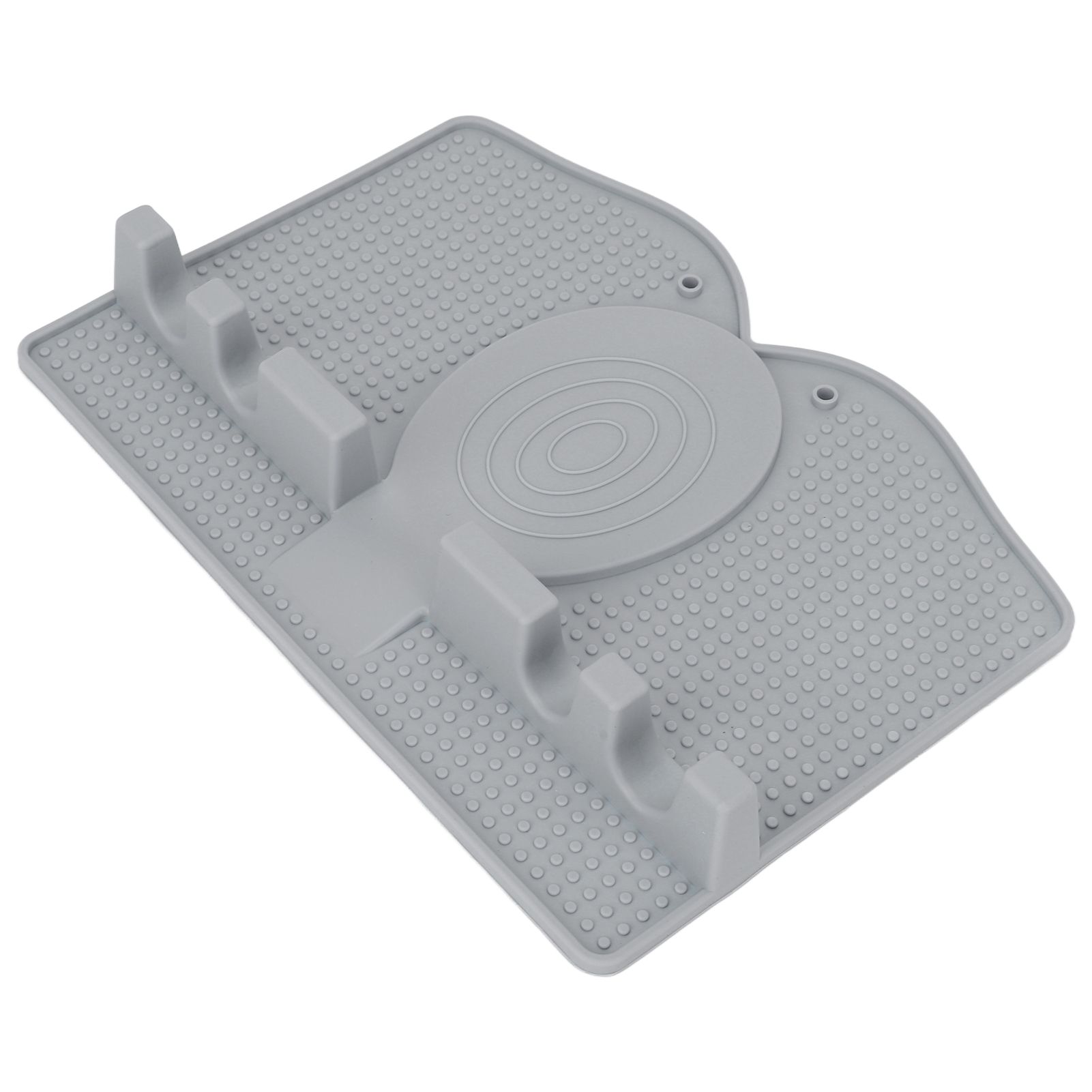 Silicone Utensil Rest Heat Resistant Non Slip Silicone Utensil Holder with Drip Pad for Kitchen Utensil Spoons Tongs Light Gray - Image 5