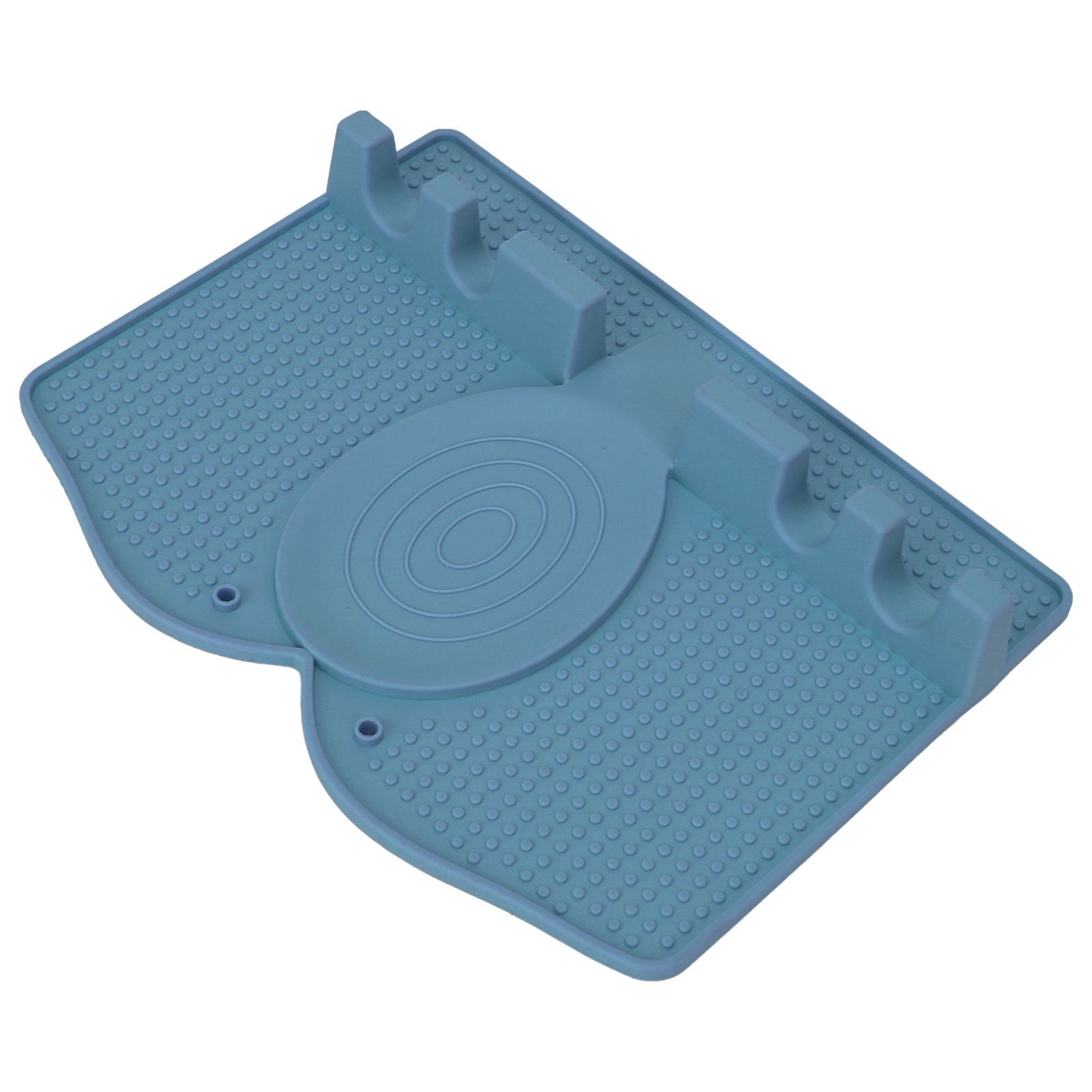 Silicone Utensil Rest Heat Resistant Non Slip Silicone Utensil Holder with Drip Pad for Kitchen Utensil Spoons Tongs Dark Blue - Image 2