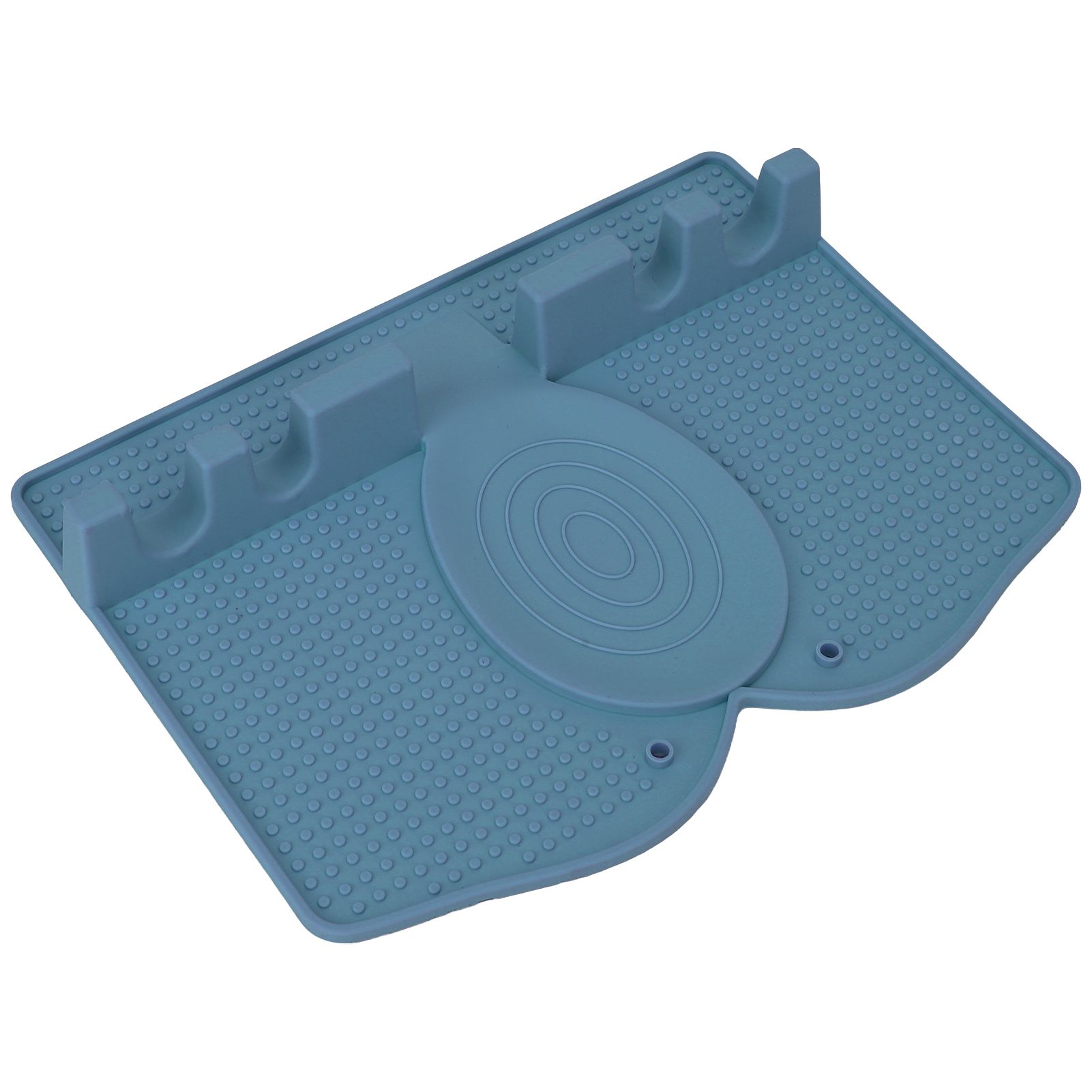 Silicone Utensil Rest Heat Resistant Non Slip Silicone Utensil Holder with Drip Pad for Kitchen Utensil Spoons Tongs Dark Blue - Image 3