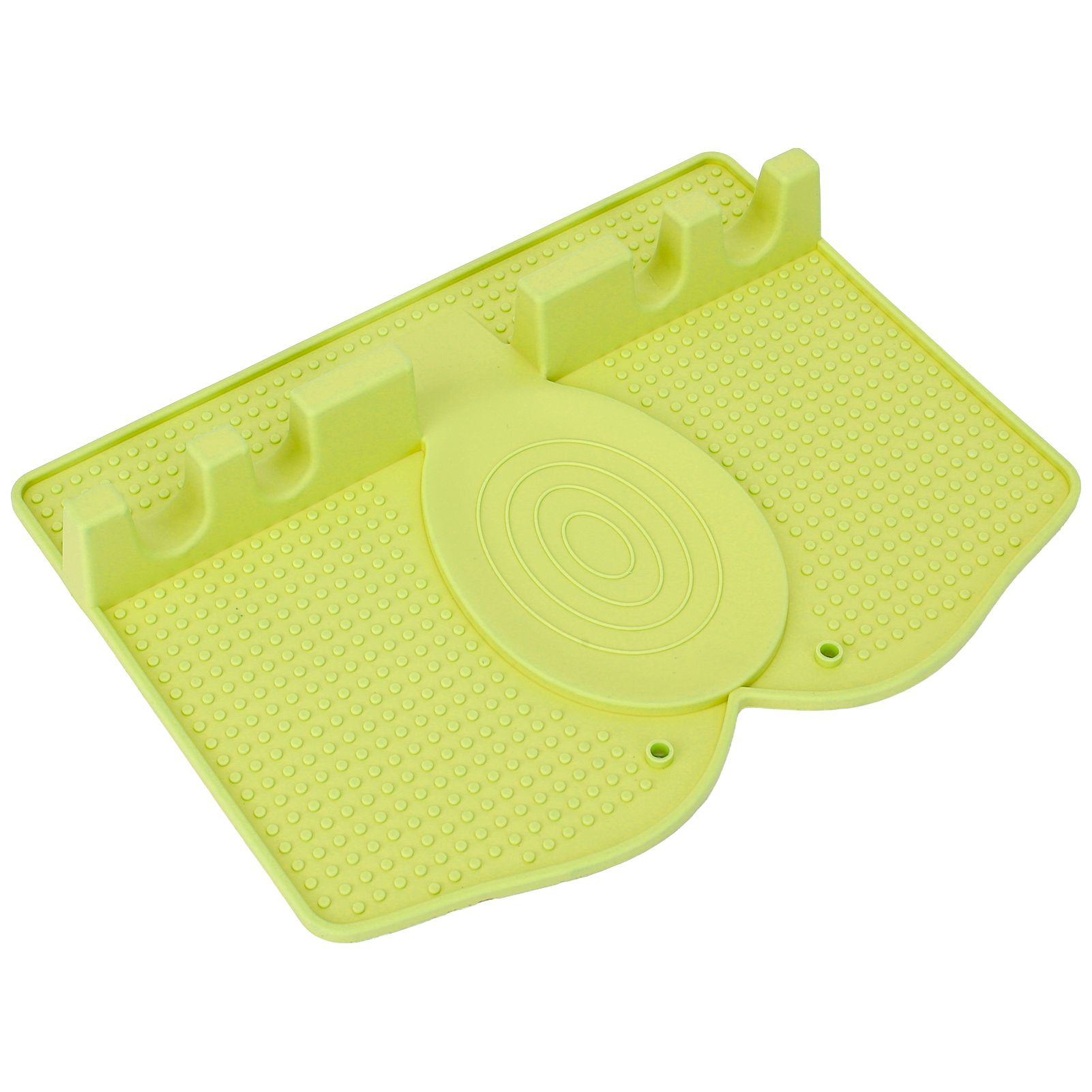 Silicone Utensil Rest Heat Resistant Non Slip Silicone Utensil Holder with Drip Pad for Kitchen Utensil Spoons Tongs Light Green - Image 3