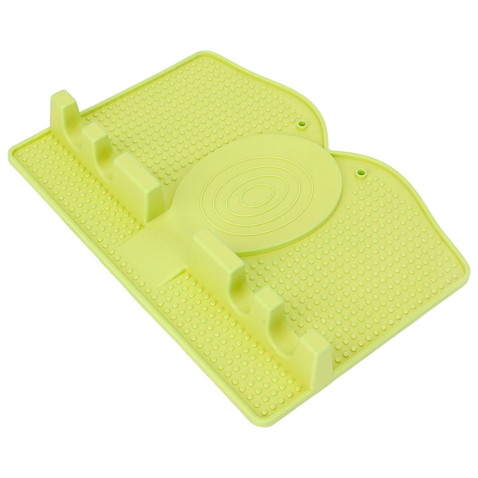 Silicone Utensil Rest Heat Resistant Non Slip Silicone Utensil Holder with Drip Pad for Kitchen Utensil Spoons Tongs Light Green - Image 5