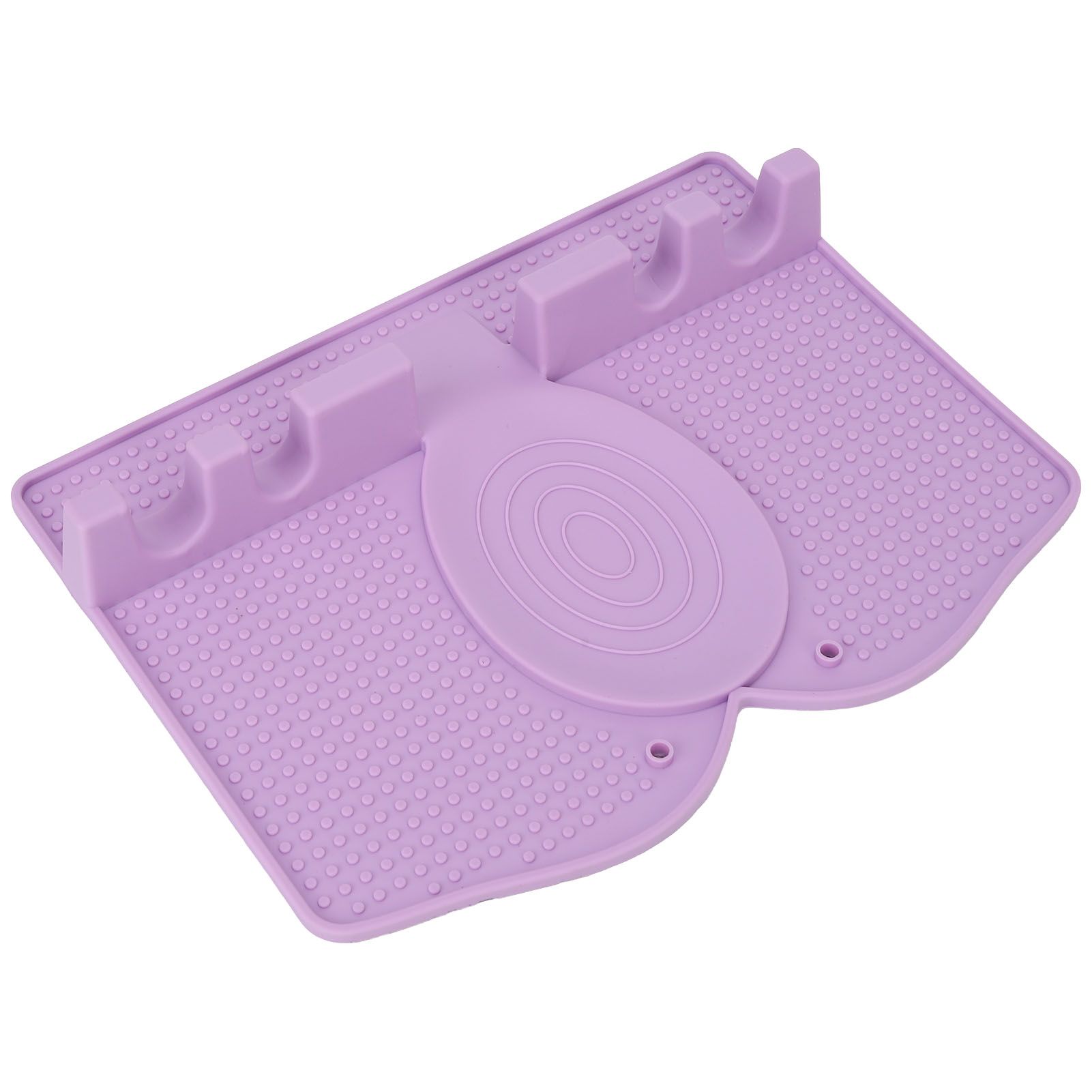 Silicone Utensil Rest Heat Resistant Non Slip Silicone Utensil Holder with Drip Pad for Kitchen Utensil Spoons Tongs Light Purple - Image 3