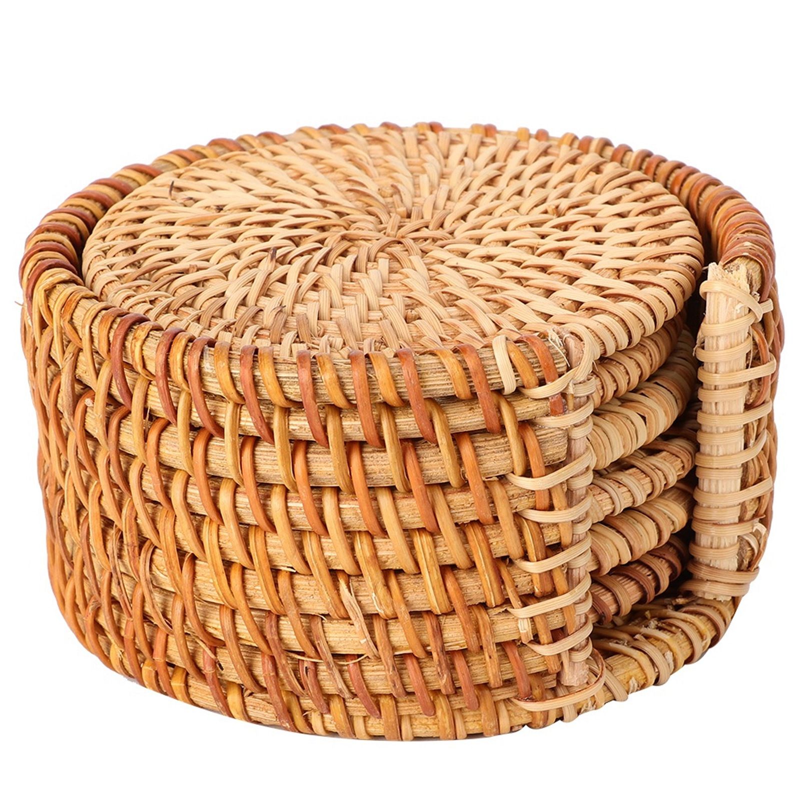 6 PCS Rattan Coasters Hand Made Teacup Coasters Set Insulated Rattan Cup Placemat Teacup Accessories 10cm / 3.9in - Image 2