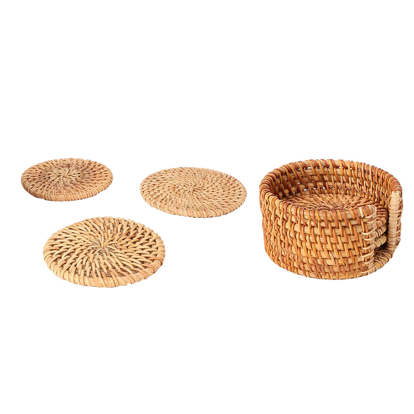 6 PCS Rattan Coasters Hand Made Teacup Coasters Set Insulated Rattan Cup Placemat Teacup Accessories 10cm / 3.9in - Image 5