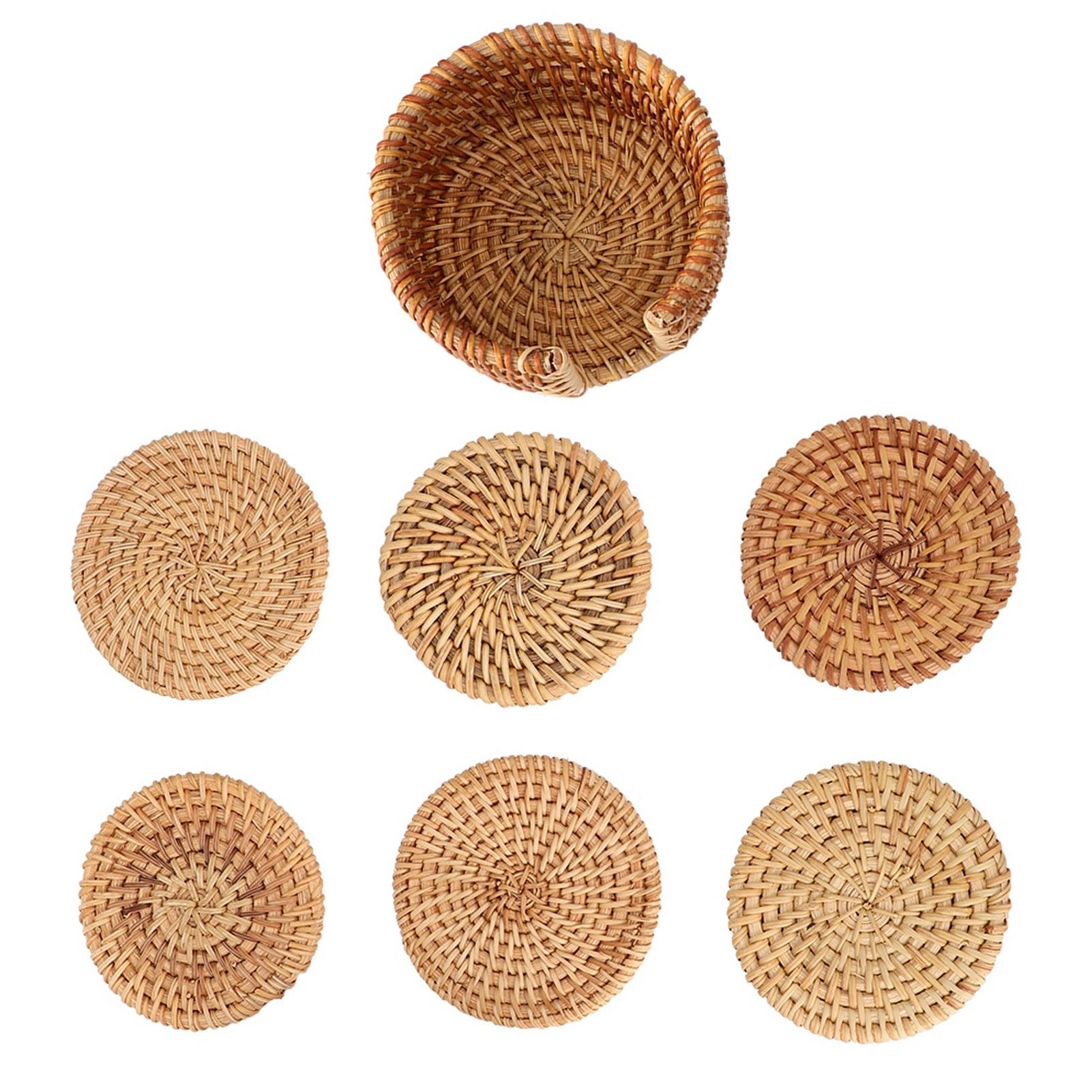 6 PCS Rattan Coasters Hand Made Teacup Coasters Set Insulated Rattan Cup Placemat Teacup Accessories 10cm / 3.9in - Image 7