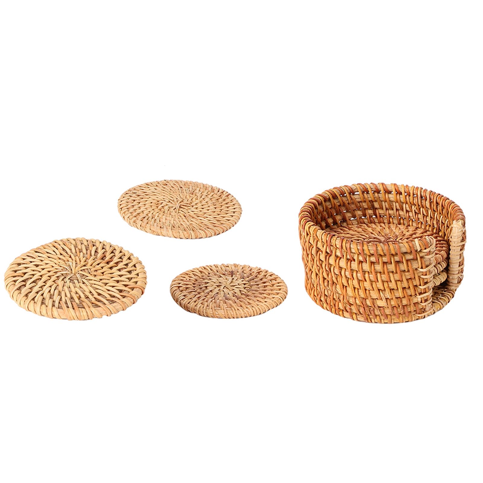 6 PCS Rattan Coasters Hand Made Teacup Coasters Set Insulated Rattan Cup Placemat Teacup Accessories 10cm / 3.9in - Image 8