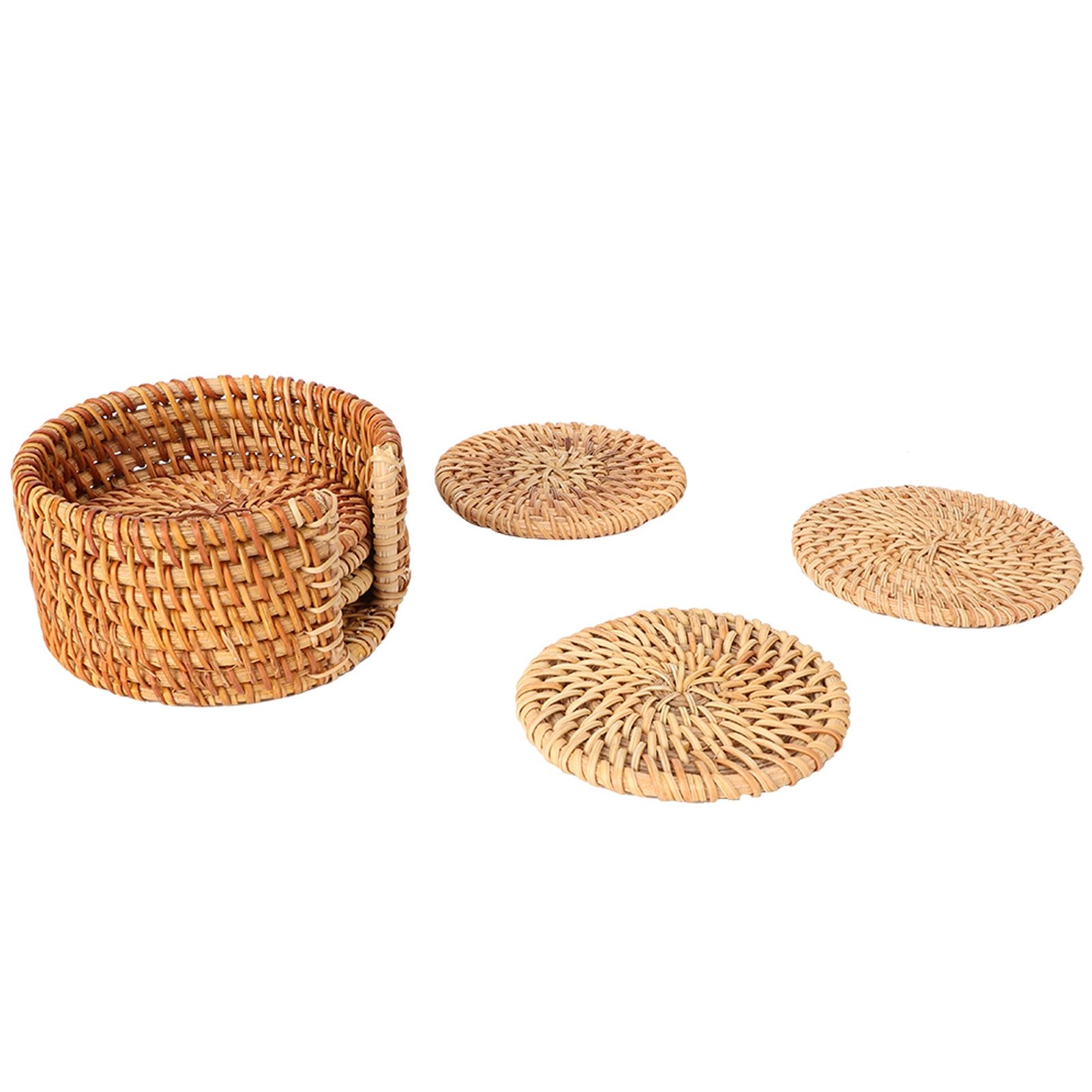 6 PCS Rattan Coasters Hand Made Teacup Coasters Set Insulated Rattan Cup Placemat Teacup Accessories 13cm / 5.1in - Image 3