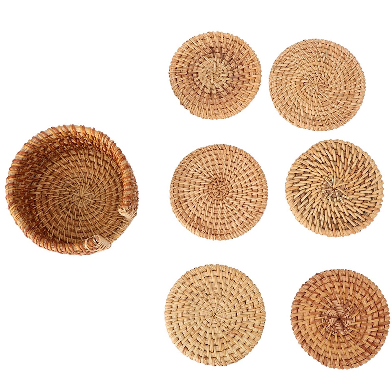 6 PCS Rattan Coasters Hand Made Teacup Coasters Set Insulated Rattan Cup Placemat Teacup Accessories 13cm / 5.1in - Image 4