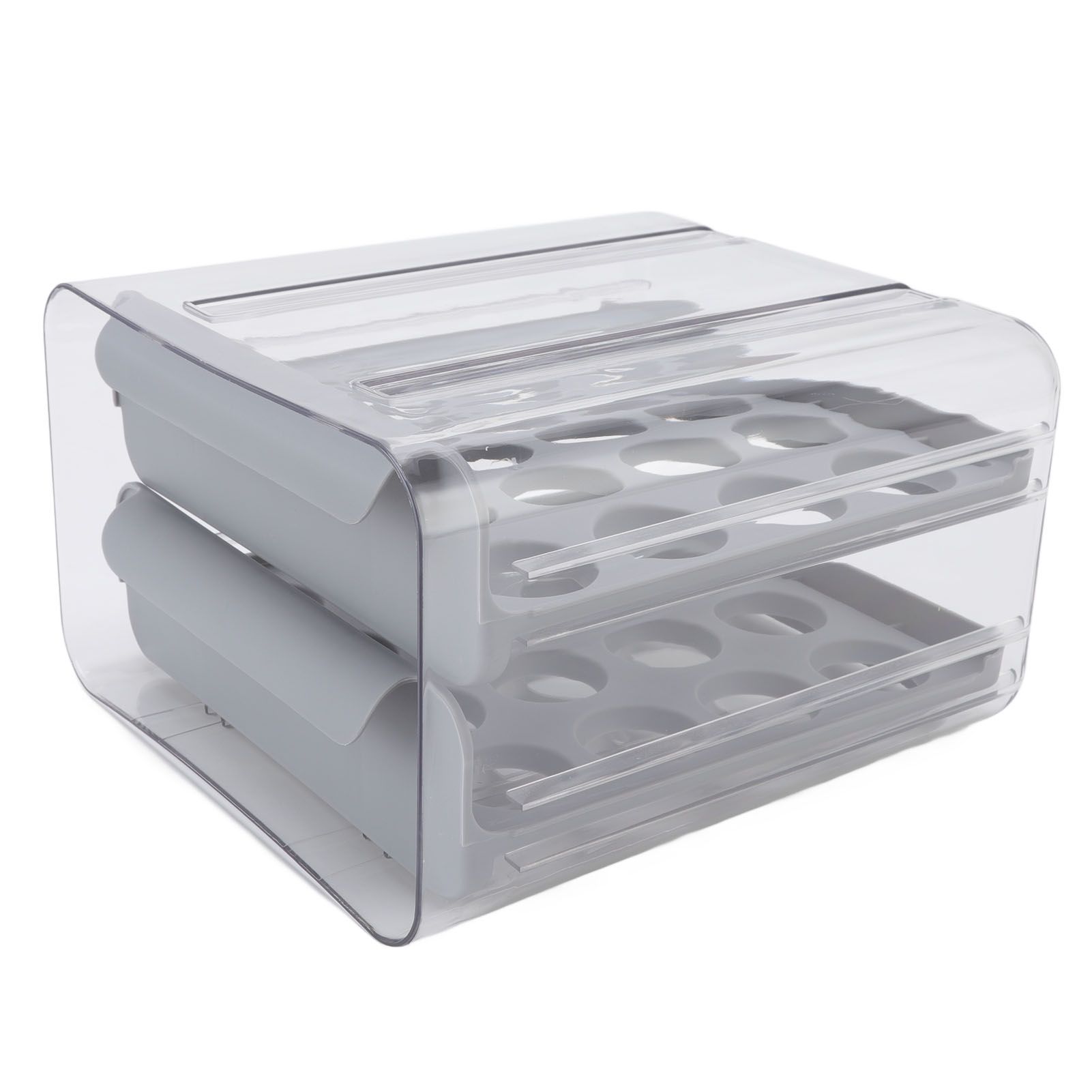 Egg Drawer Double Layer Transparent 32 Lattice Large Capacity Egg Storage Box for Refrigerator Grey - Image 3