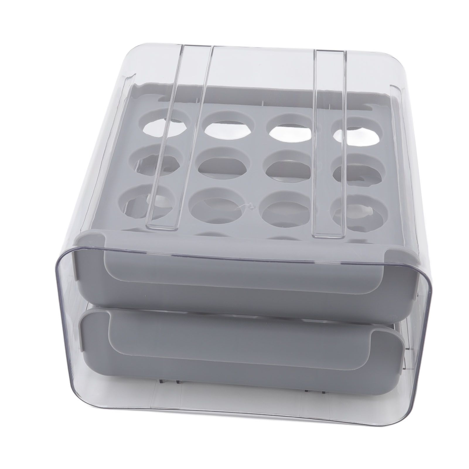 Egg Drawer Double Layer Transparent 32 Lattice Large Capacity Egg Storage Box for Refrigerator Grey - Image 4