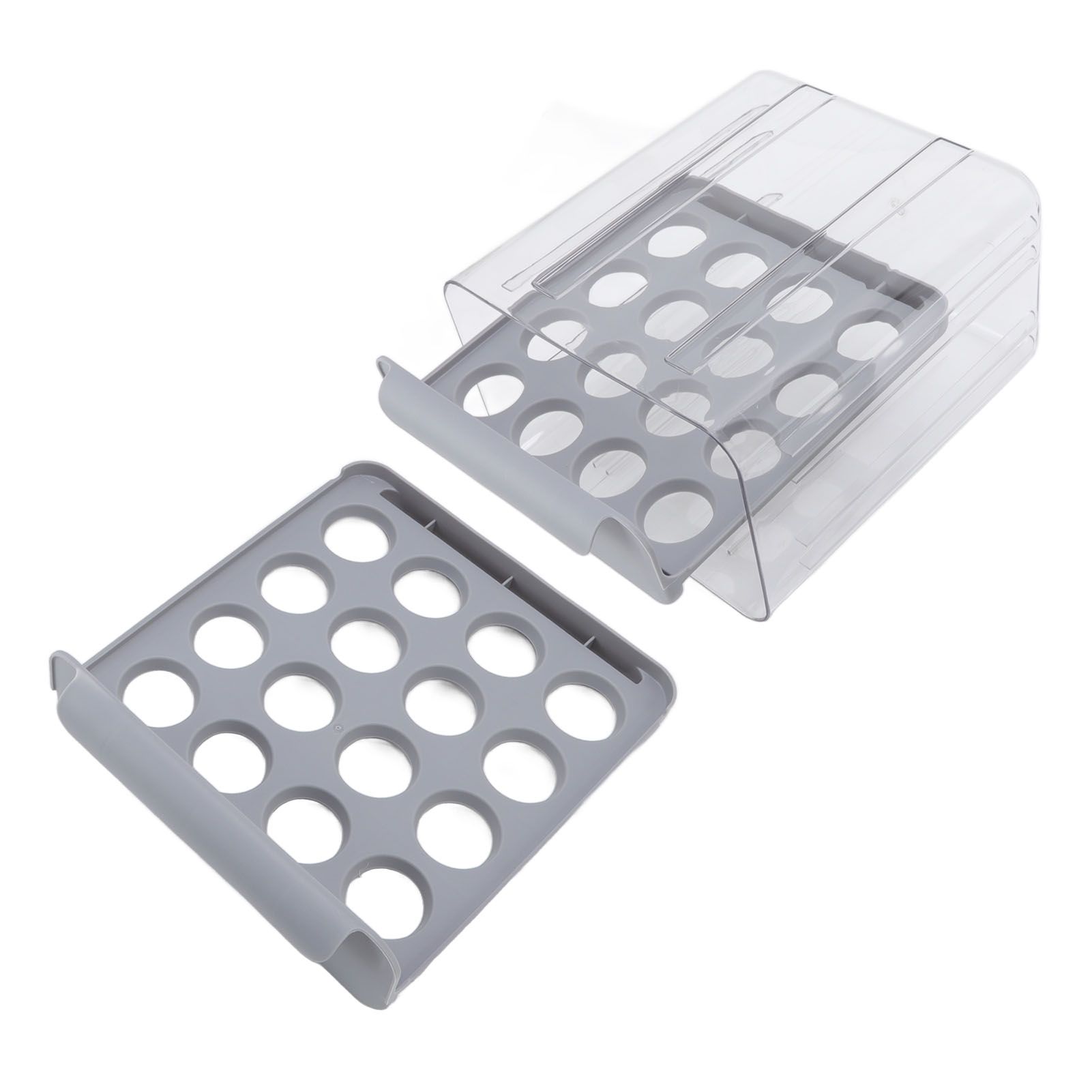 Egg Drawer Double Layer Transparent 32 Lattice Large Capacity Egg Storage Box for Refrigerator Grey - Image 5