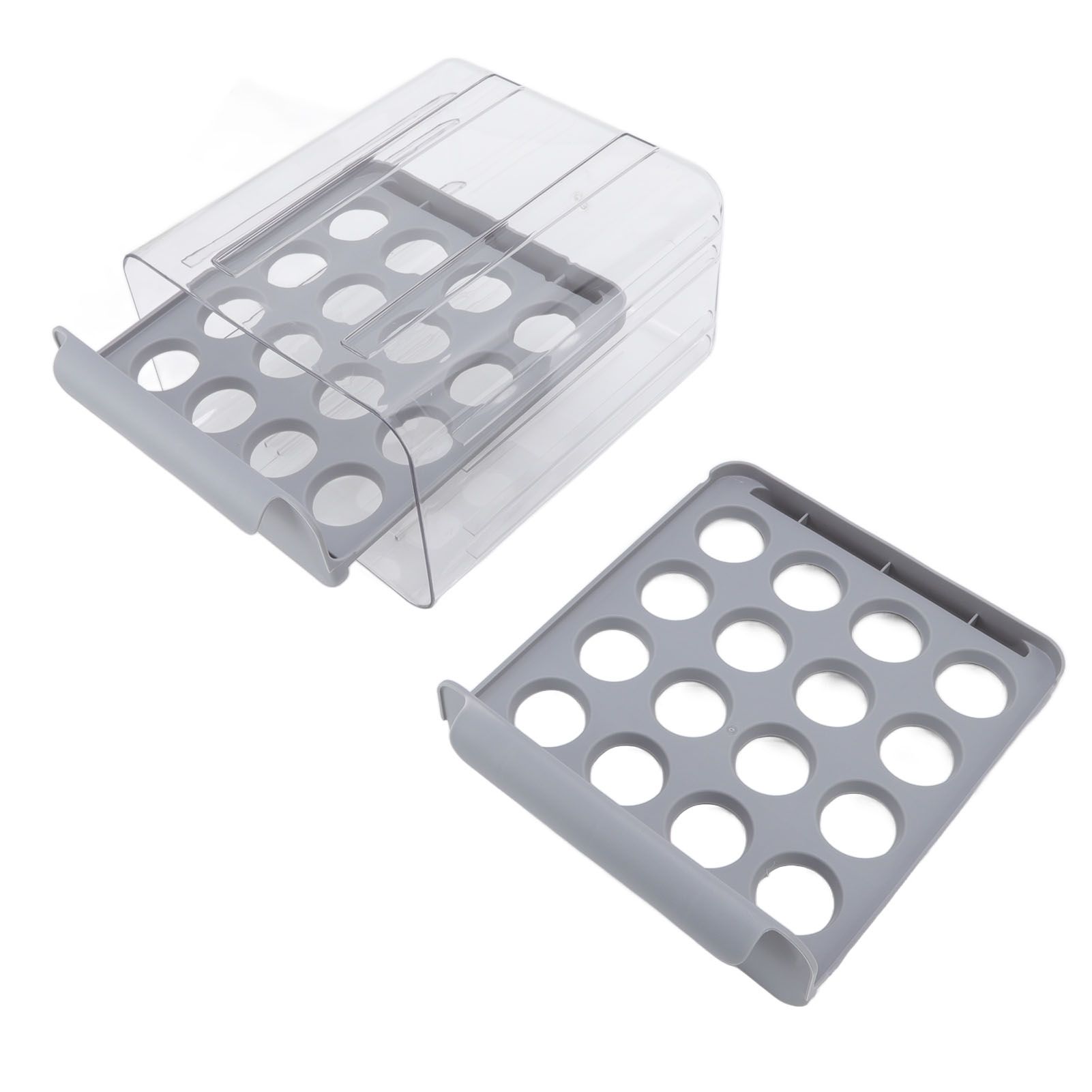 Egg Drawer Double Layer Transparent 32 Lattice Large Capacity Egg Storage Box for Refrigerator Grey - Image 6
