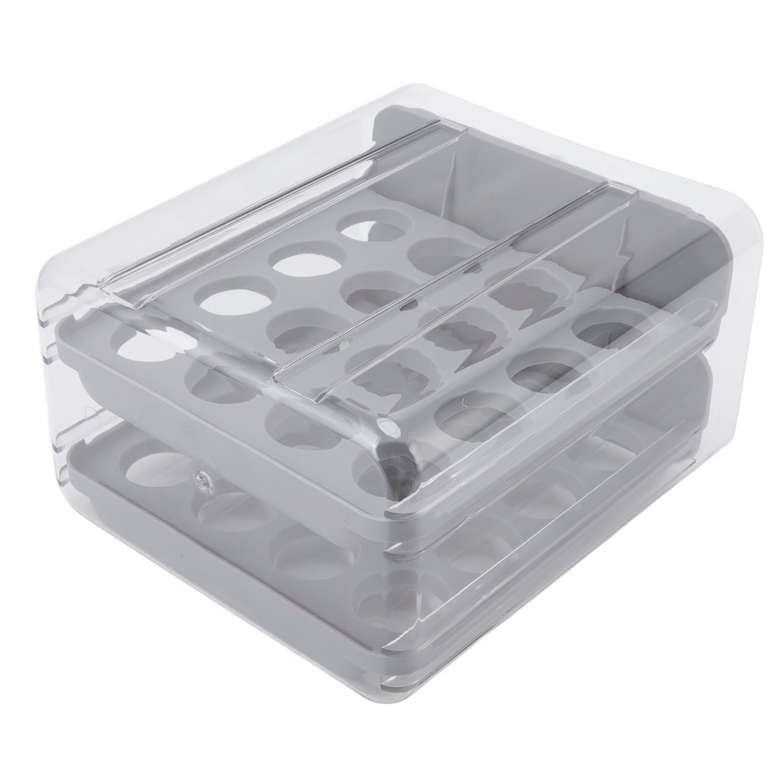 Egg Drawer Double Layer Transparent 32 Lattice Large Capacity Egg Storage Box for Refrigerator Grey - Image 7