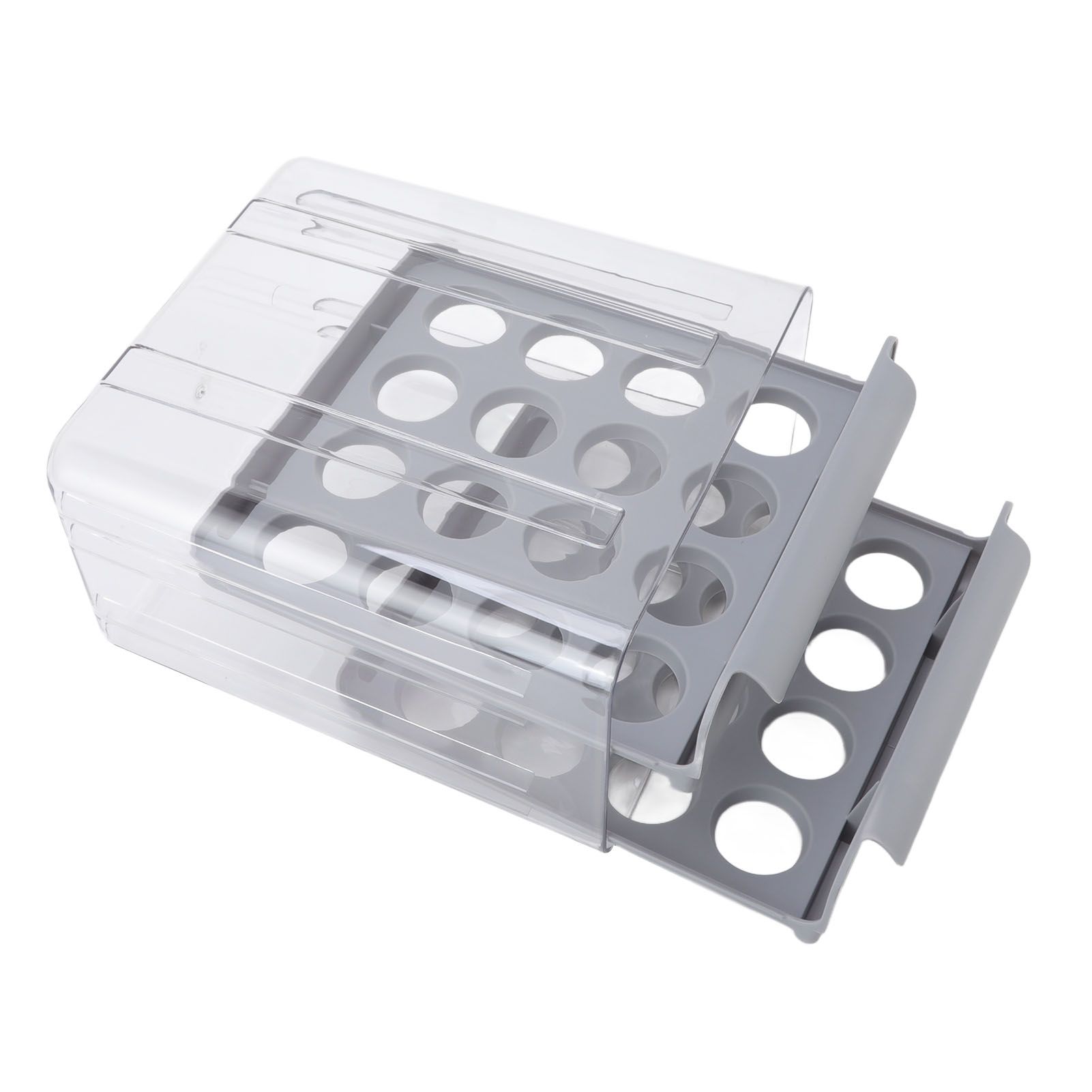 Egg Drawer Double Layer Transparent 32 Lattice Large Capacity Egg Storage Box for Refrigerator Grey - Image 8
