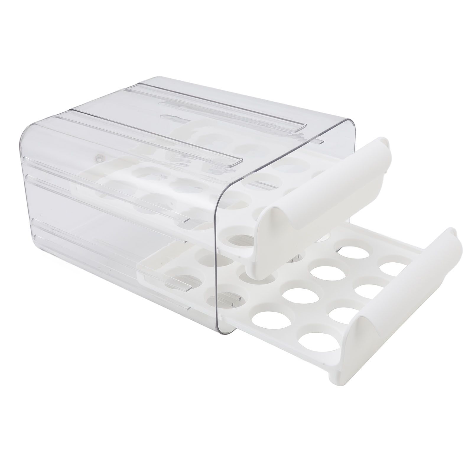 Egg Drawer Double Layer Transparent 32 Lattice Large Capacity Egg Storage Box for Refrigerator White - Image 1