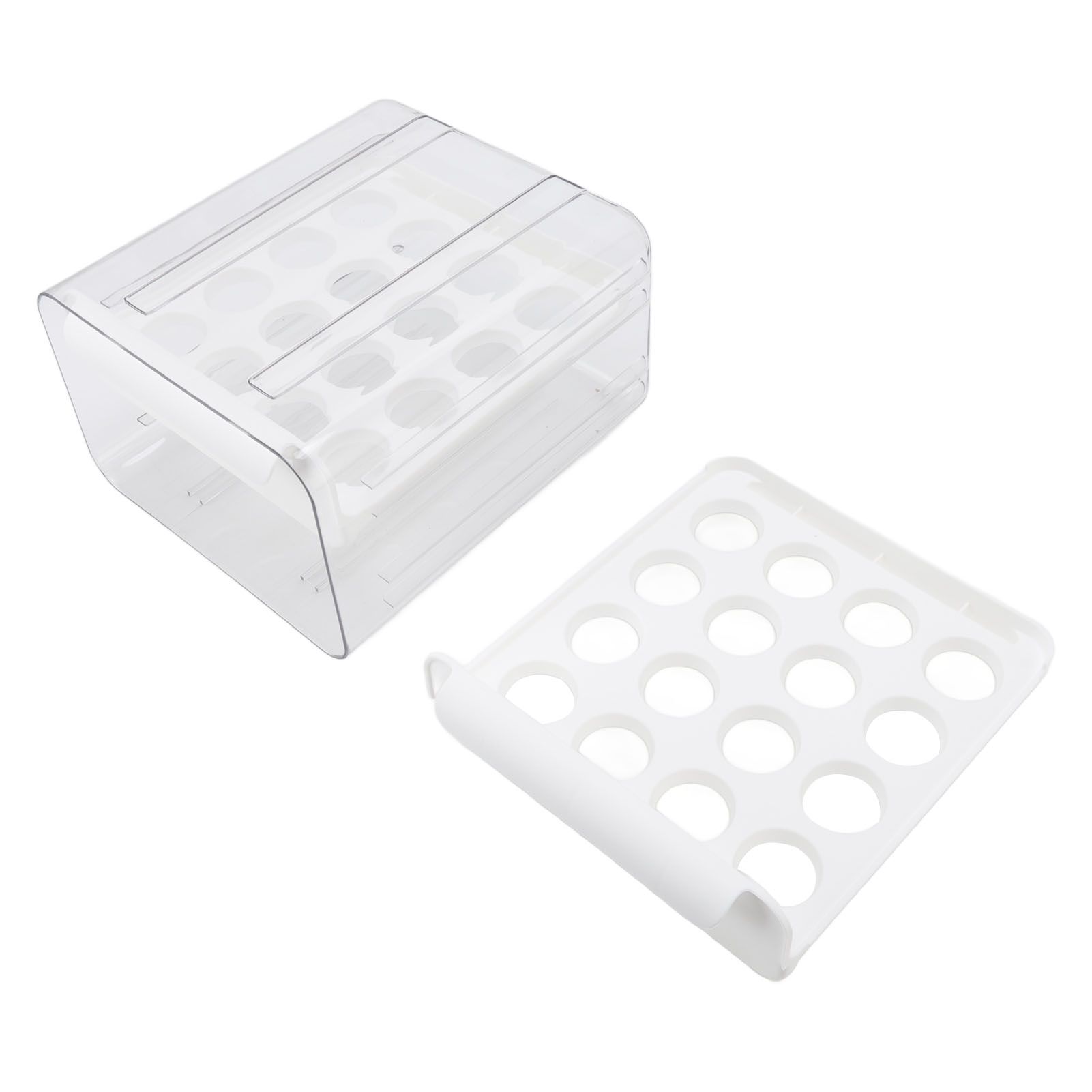 Egg Drawer Double Layer Transparent 32 Lattice Large Capacity Egg Storage Box for Refrigerator White - Image 2