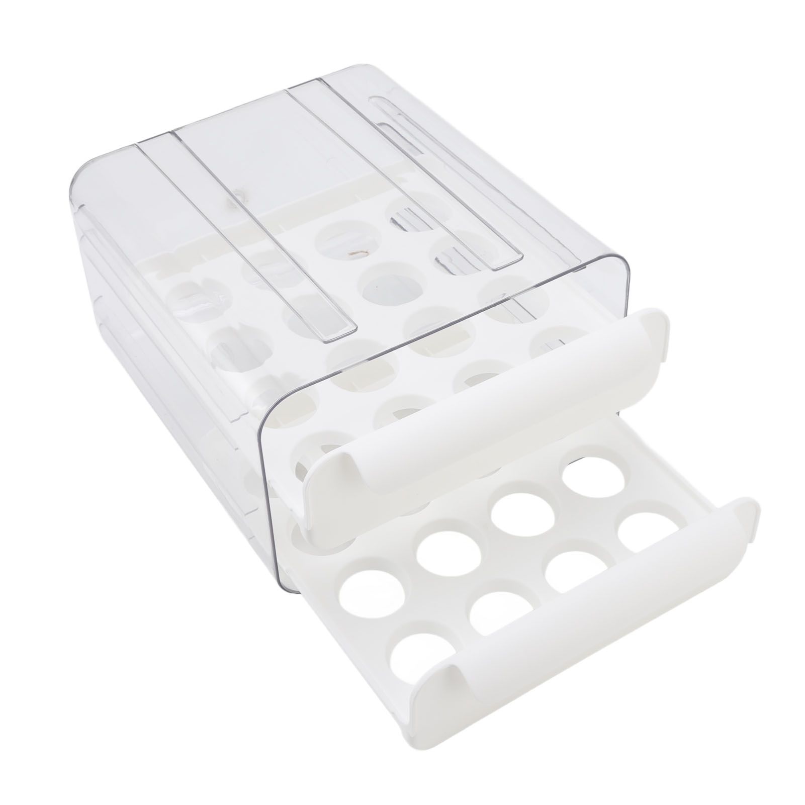 Egg Drawer Double Layer Transparent 32 Lattice Large Capacity Egg Storage Box for Refrigerator White - Image 4