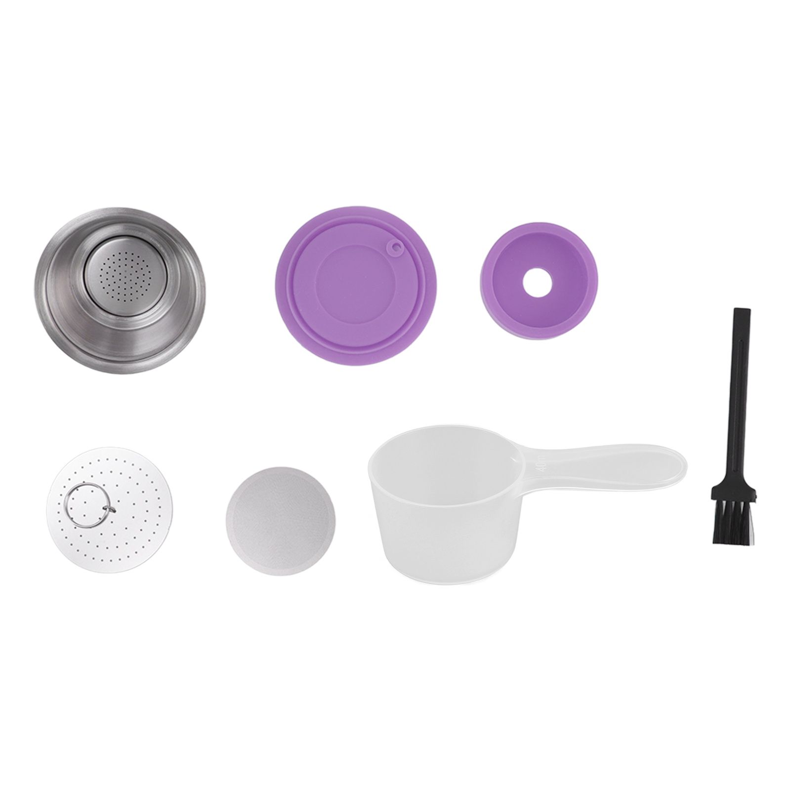 Stainless Steel Refill Coffee Capsules Reusable Coffee Filter Cup Set with Powder Cover for Dolce Gusto Purple - Image 1
