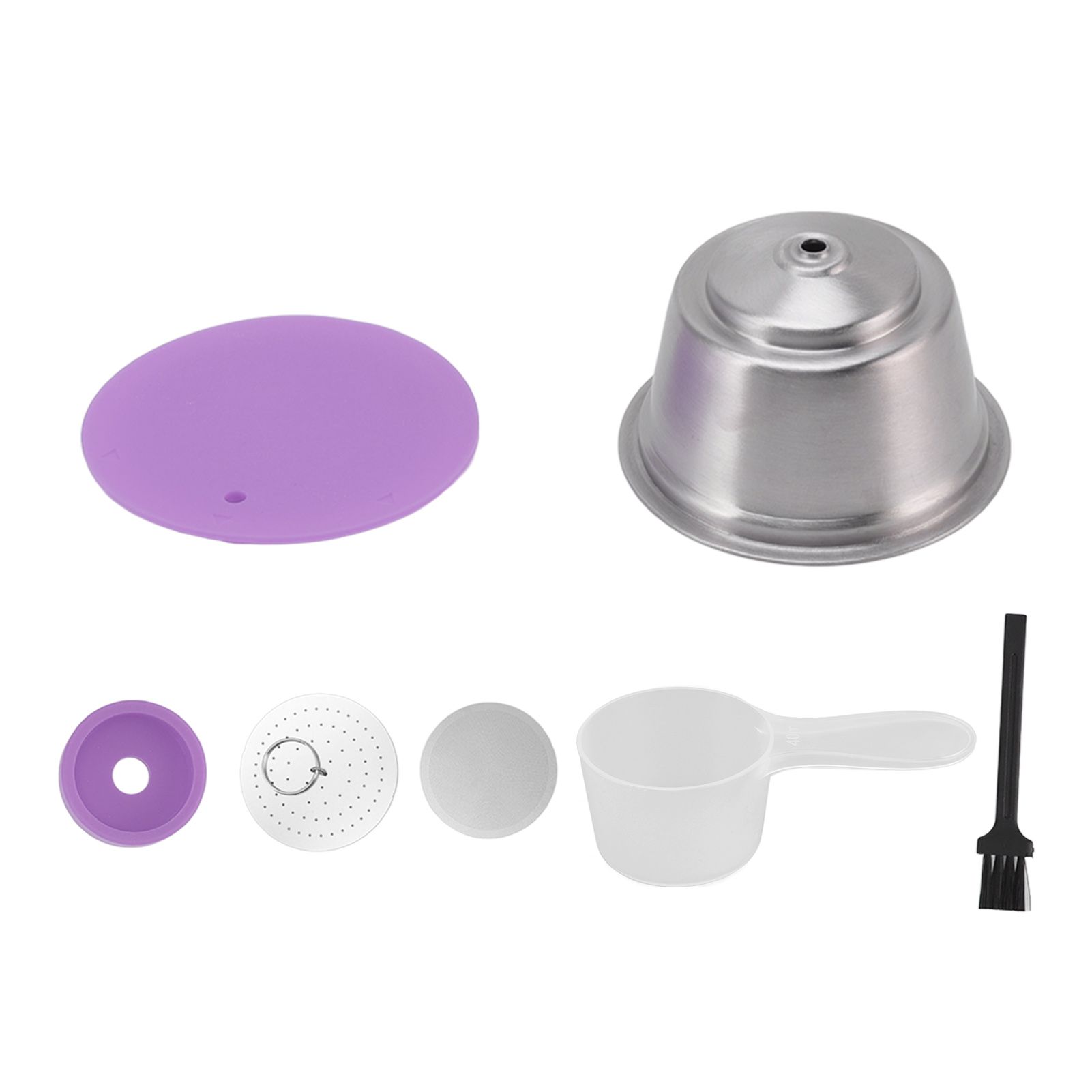 Stainless Steel Refill Coffee Capsules Reusable Coffee Filter Cup Set with Powder Cover for Dolce Gusto Purple - Image 3