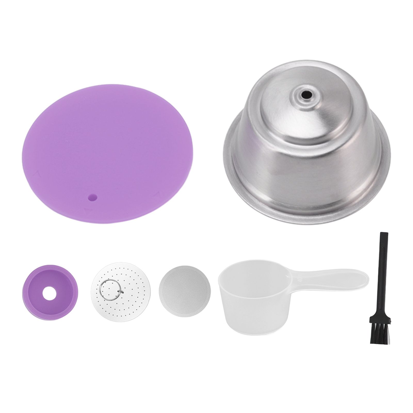 Stainless Steel Refill Coffee Capsules Reusable Coffee Filter Cup Set with Powder Cover for Dolce Gusto Purple - Image 4