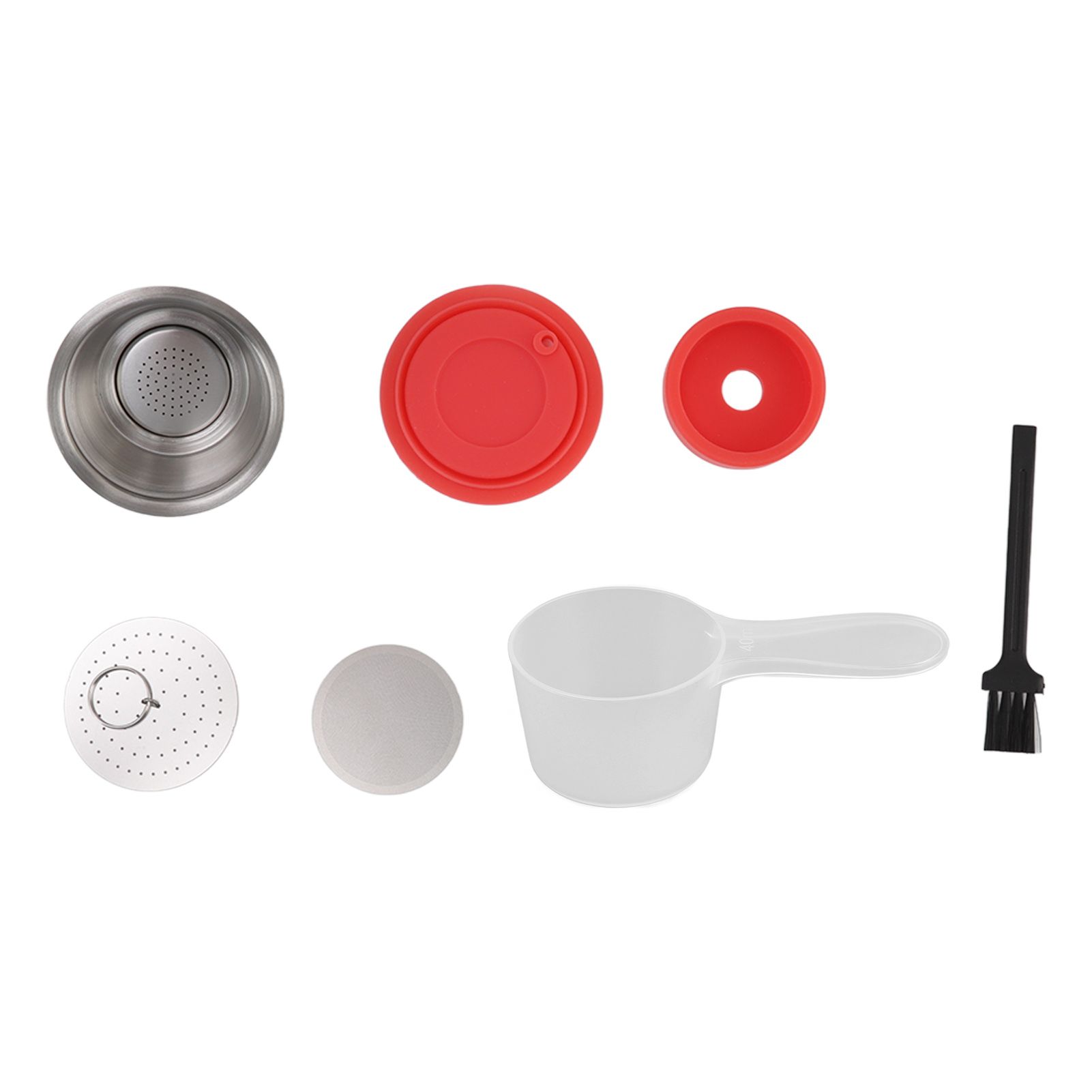 Stainless Steel Refill Coffee Capsules Reusable Coffee Filter Cup Set with Powder Cover for Dolce Gusto Red - Image 1