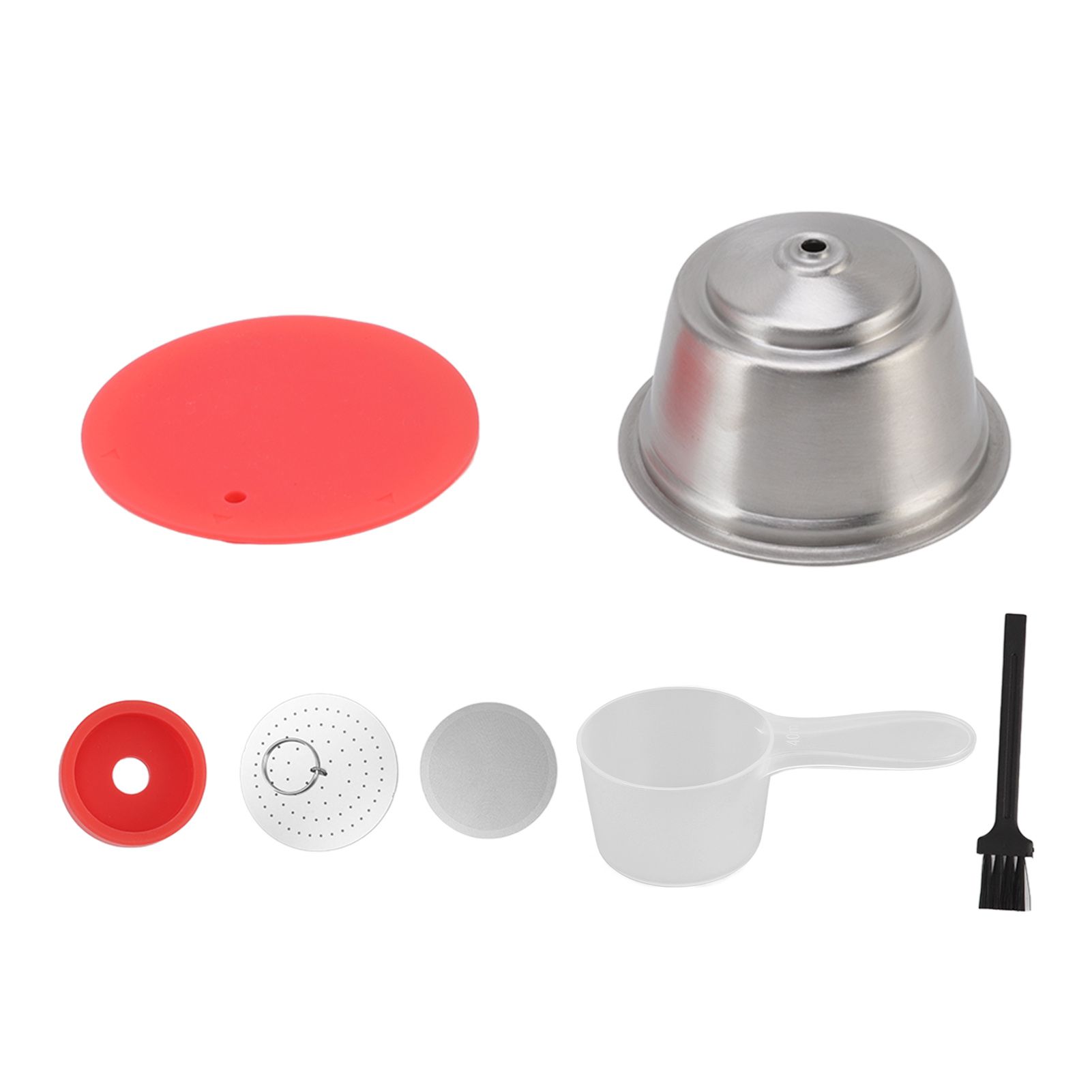 Stainless Steel Refill Coffee Capsules Reusable Coffee Filter Cup Set with Powder Cover for Dolce Gusto Red - Image 3