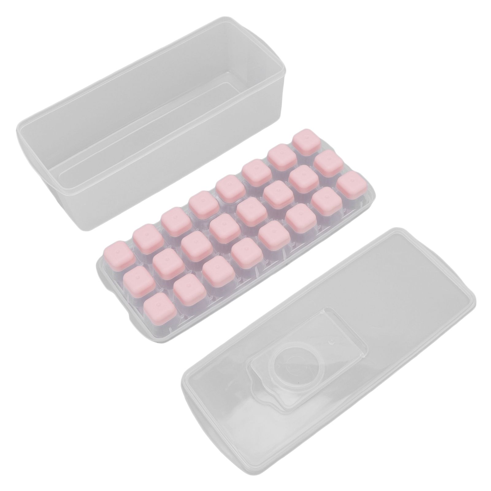 Ice Cube Tray Safe Healthy Easy Release Stackable 24 Cubes Multipurpose Ice Maker Mold with Lid for Popsicles Puddings Pink - Image 2