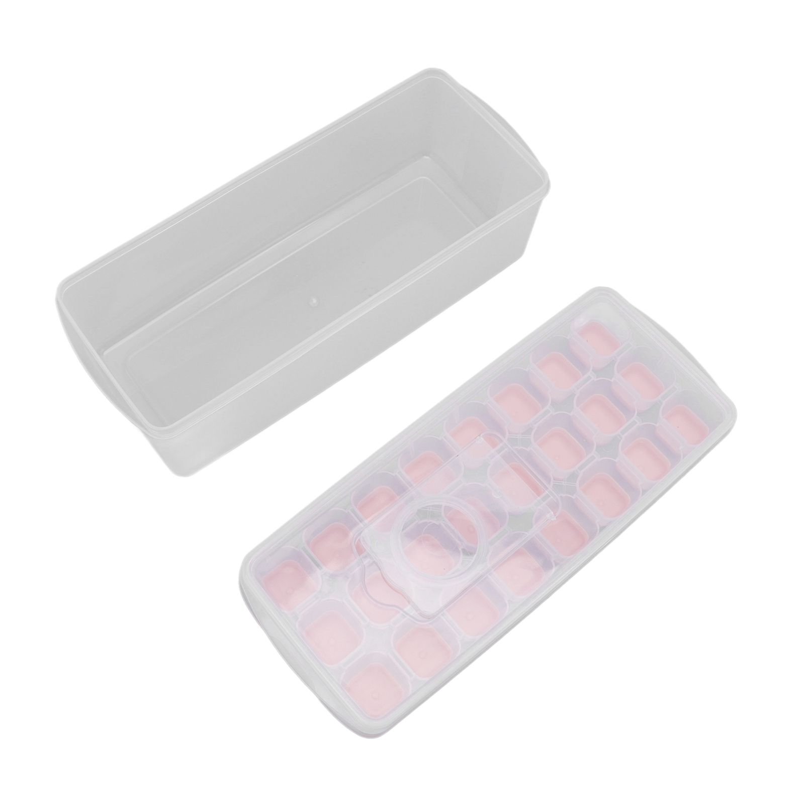 Ice Cube Tray Safe Healthy Easy Release Stackable 24 Cubes Multipurpose Ice Maker Mold with Lid for Popsicles Puddings Pink - Image 4
