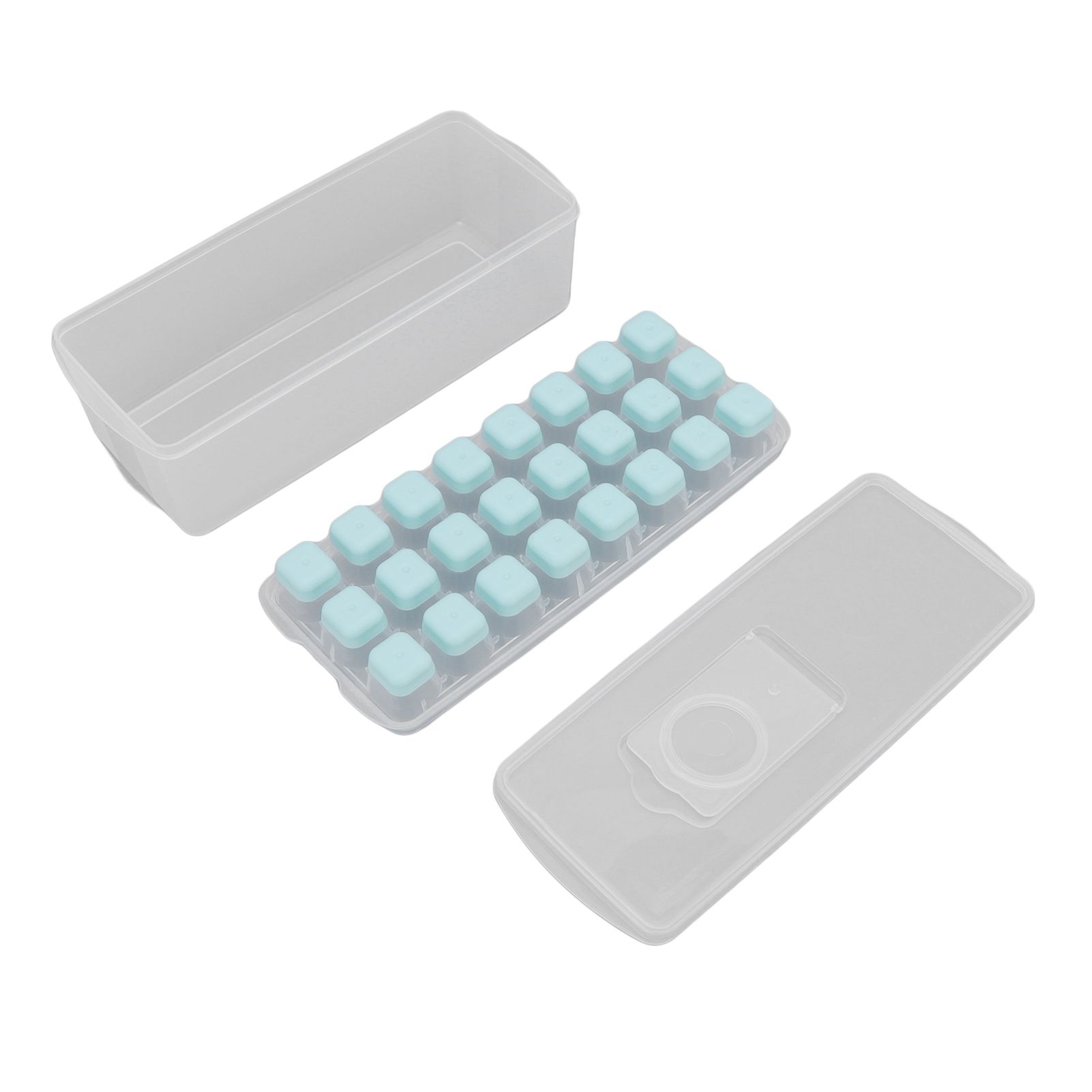 Ice Cube Tray Safe Healthy Easy Release Stackable 24 Cubes Multipurpose Ice Maker Mold with Lid for Popsicles Puddings Blue - Image 2