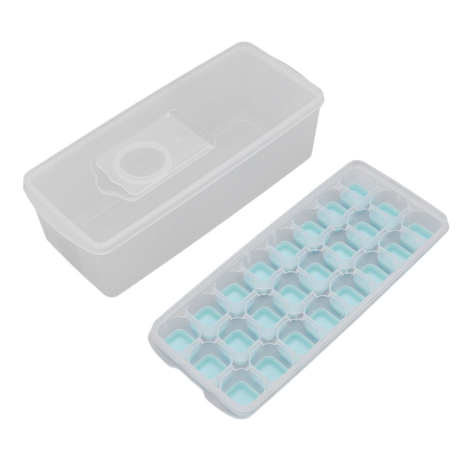 Ice Cube Tray Safe Healthy Easy Release Stackable 24 Cubes Multipurpose Ice Maker Mold with Lid for Popsicles Puddings Blue - Image 3