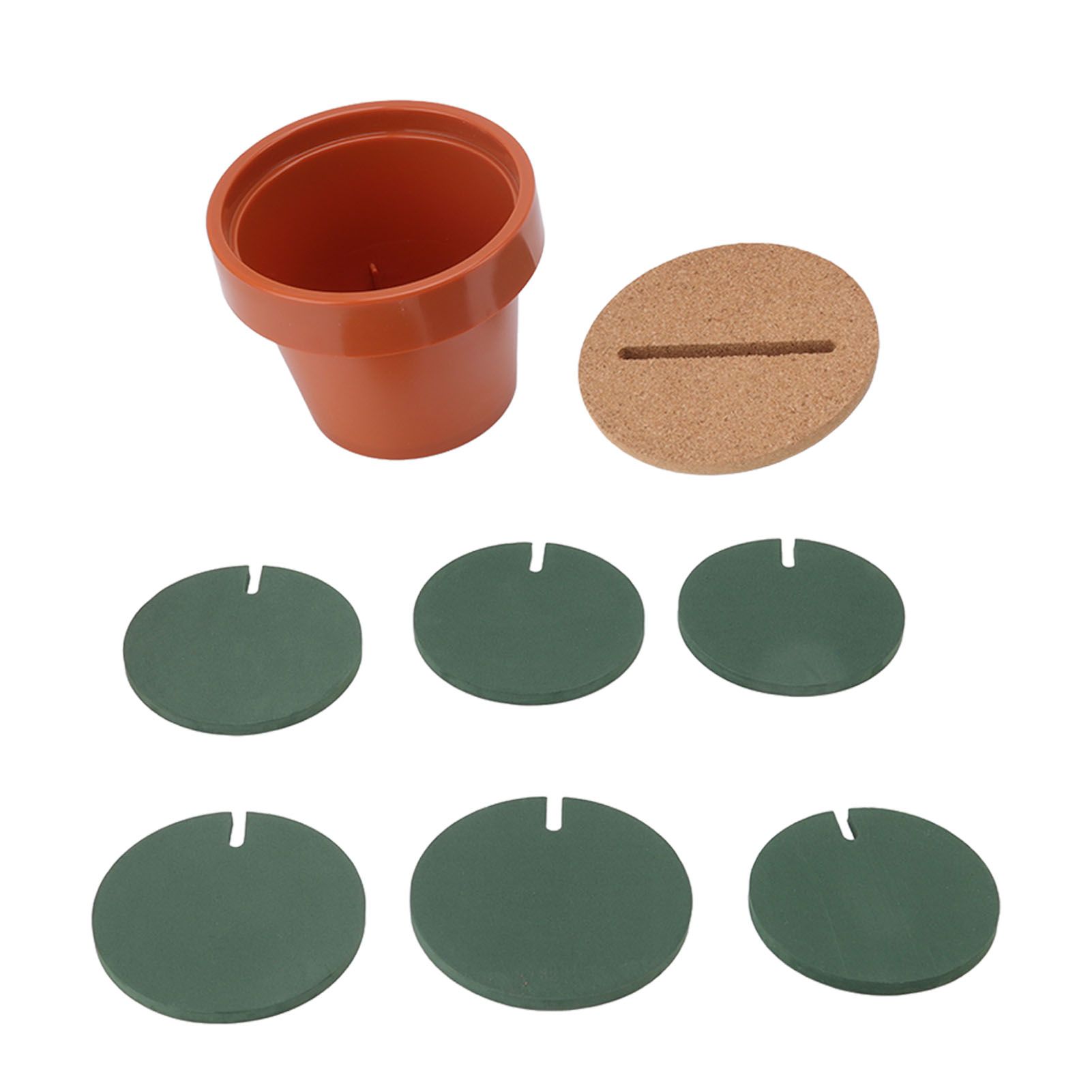 7 Pcs Cactus Coaster Set Cute Funny Green Cactus Coaster Non Slip Heat Insulation Tea Coaster with Flowerpot Holder - Image 1